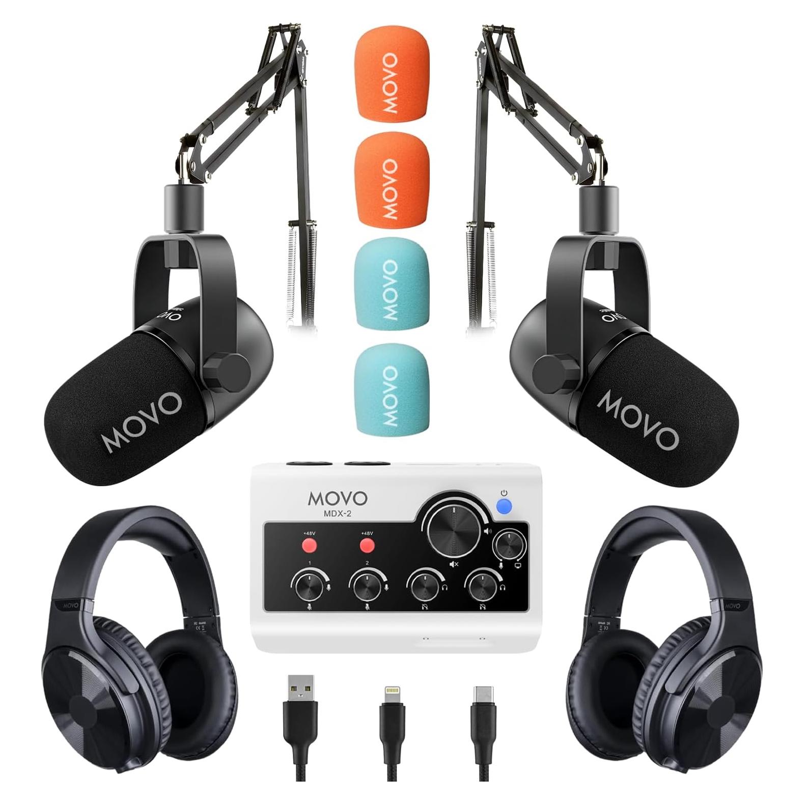 Kit de Podcast Movo PodPro-AH con 2 Micrófonos y Auriculares