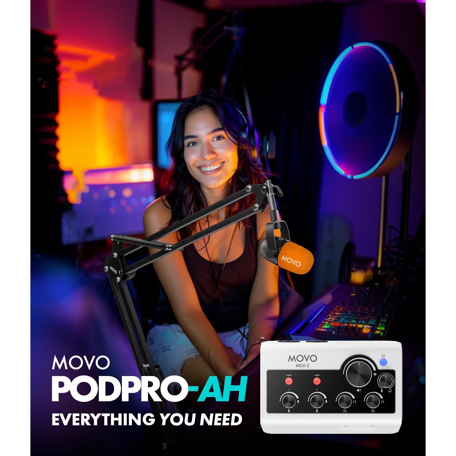 Kit de Podcast Movo PodPro-AH con 2 Micrófonos y Auriculares