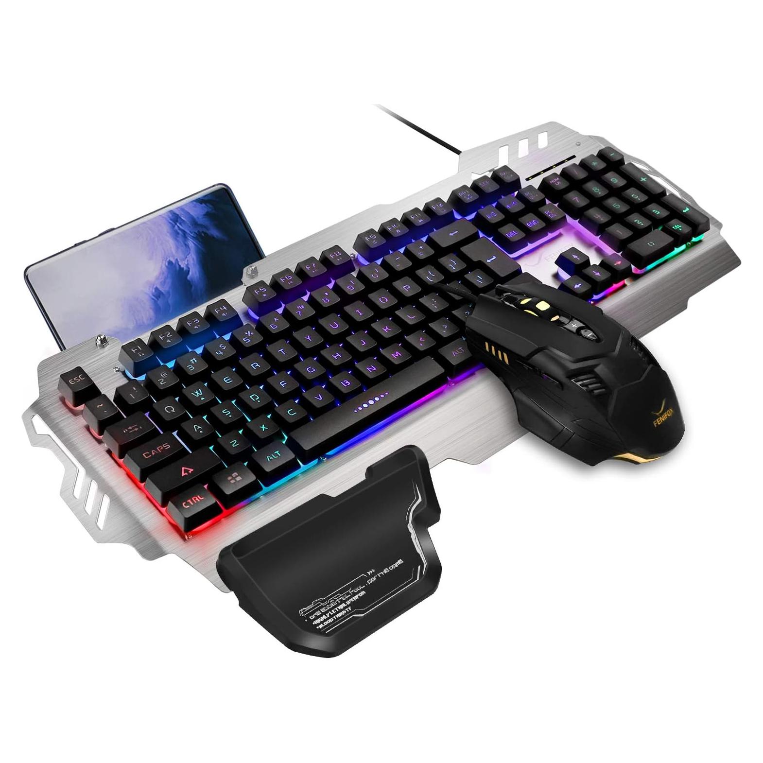 Combo Teclado y Ratón Gaming FENIFOX Retroiluminado Arcoíris