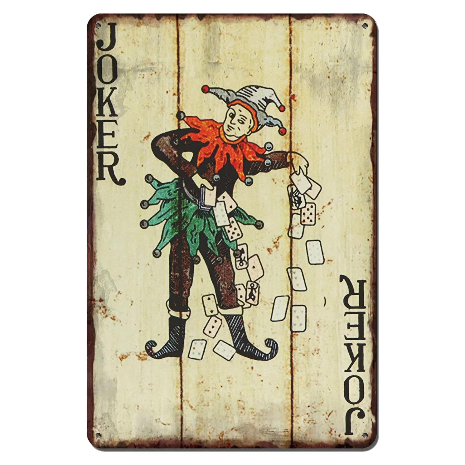Cartel de Póker Vintage JOKER 30x20 cm Decorativo de Metal