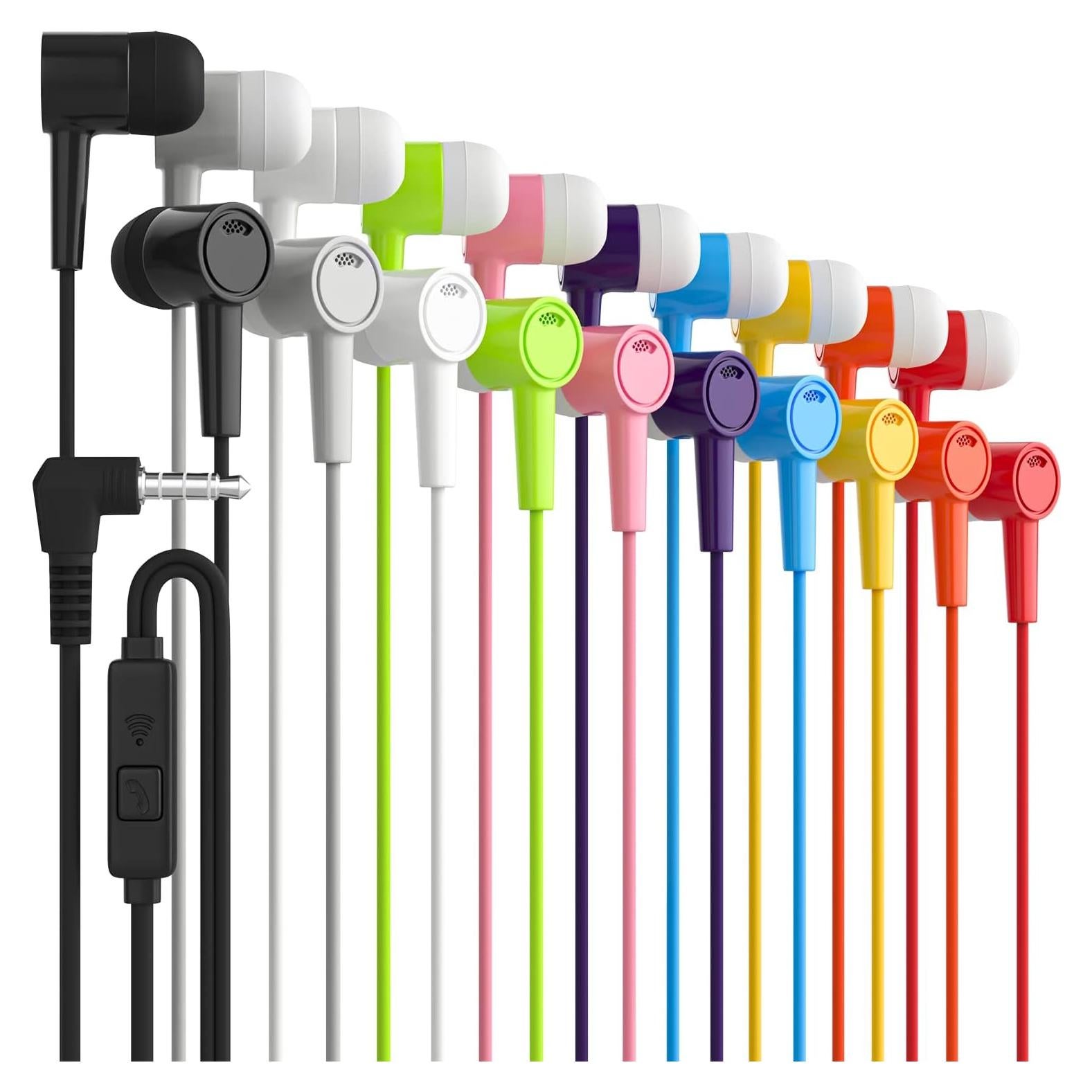 Auriculares con cable Maeline 10 Pack, 3.5mm, 10 colores