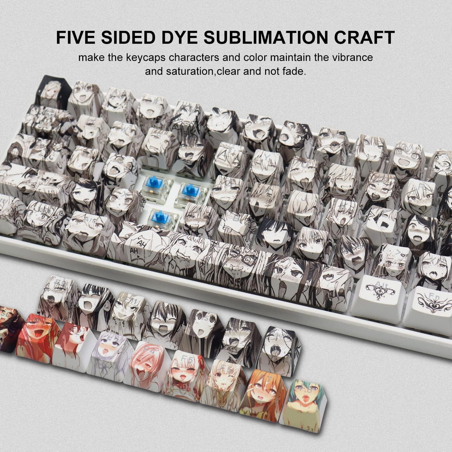 PBT Anime Keycaps - 108 Keys, XVX Japanese Custom Backlit Keycaps, OEM Profile for 61/87/104/108 Cherry Gateron MX Switches Mechanical Keyboard (Black Anime)