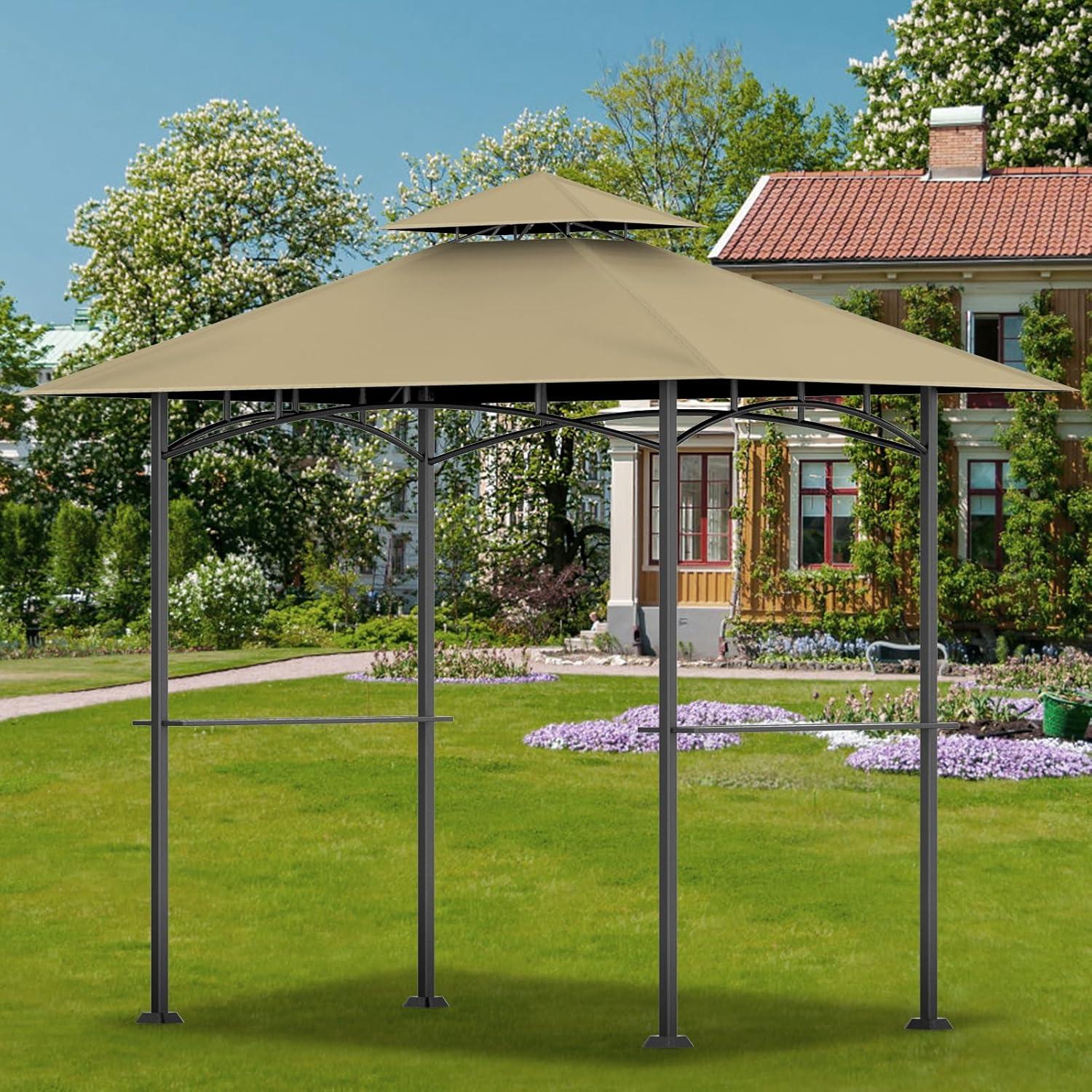 Cubierta de Reemplazo para Gazebo de Parrilla OIPUNSHLE 1.52m x 2.44m Caqui