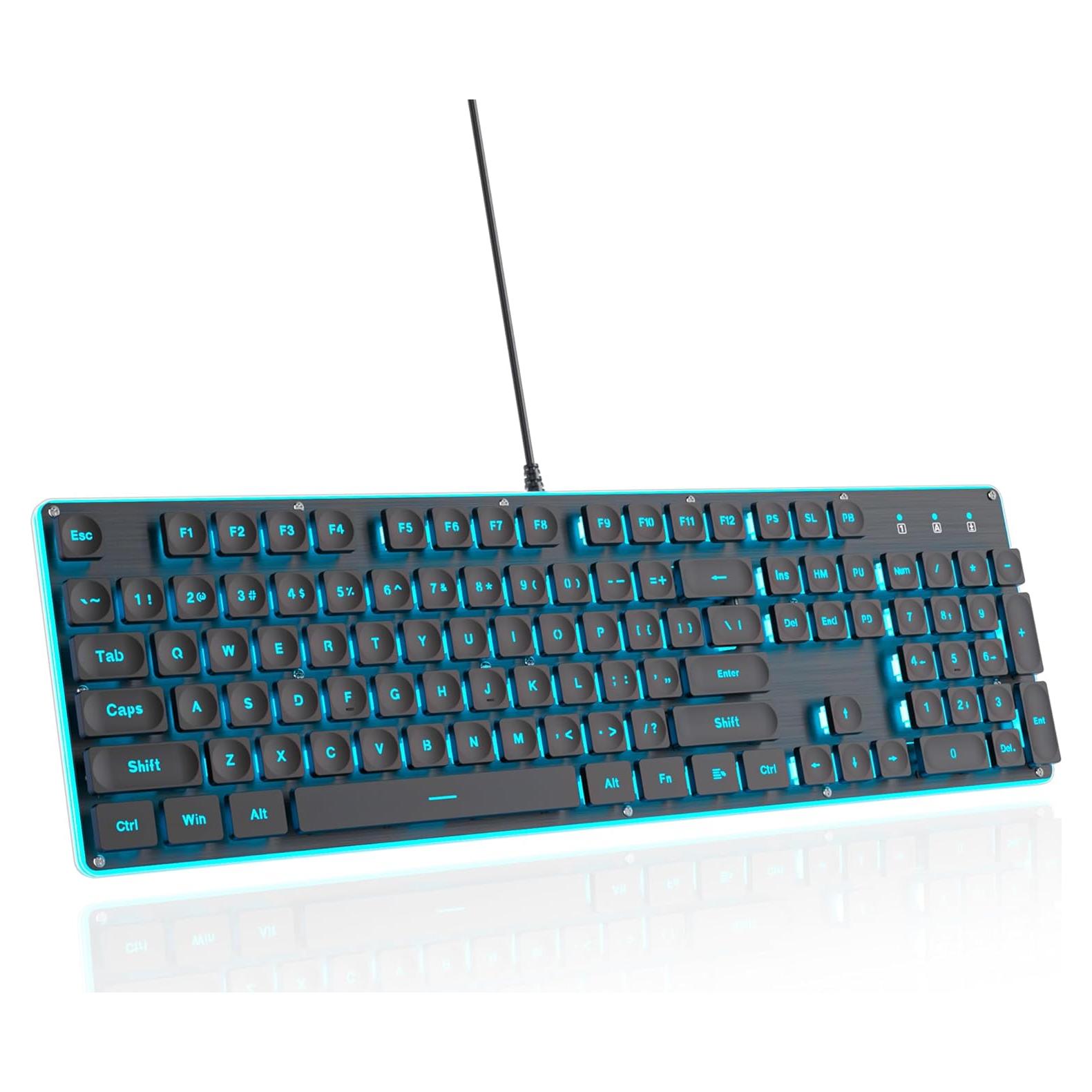 Teclado Retroiluminado USB G1000 GTSP 104 Teclas Metal Negro