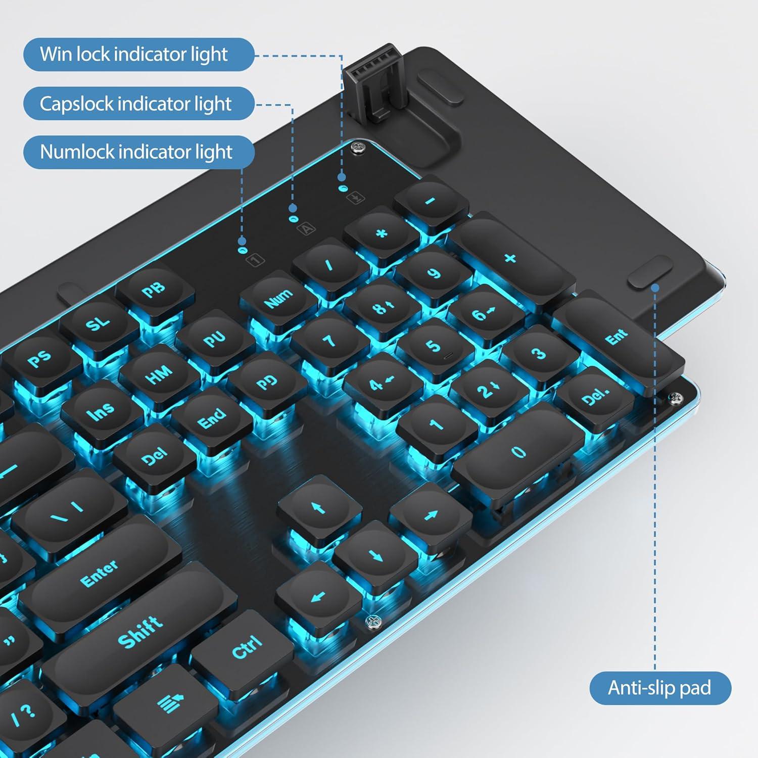 Teclado Retroiluminado USB G1000 GTSP 104 Teclas Metal Negro