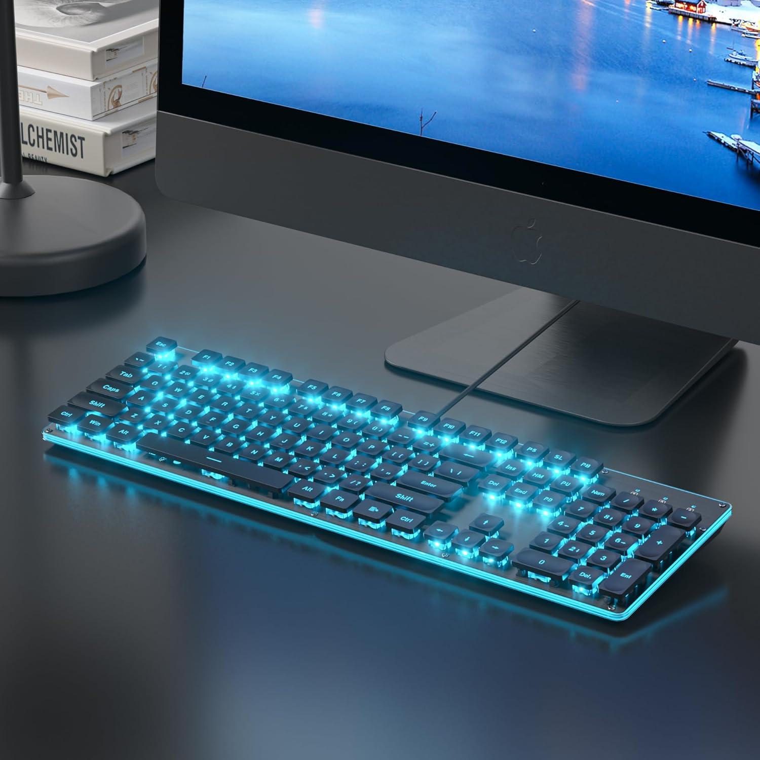 Teclado Retroiluminado USB G1000 GTSP 104 Teclas Metal Negro