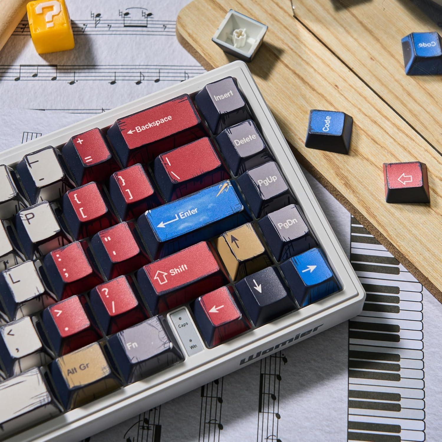 Tapas de Teclado Mecánico PBT Dagaladoo Retro Coloridas 60% 65% 100%