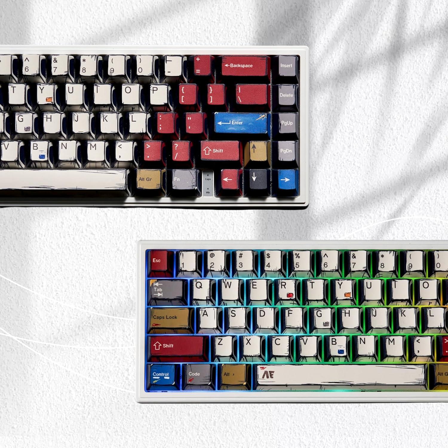 Tapas de Teclado Mecánico PBT Dagaladoo Retro Coloridas 60% 65% 100%