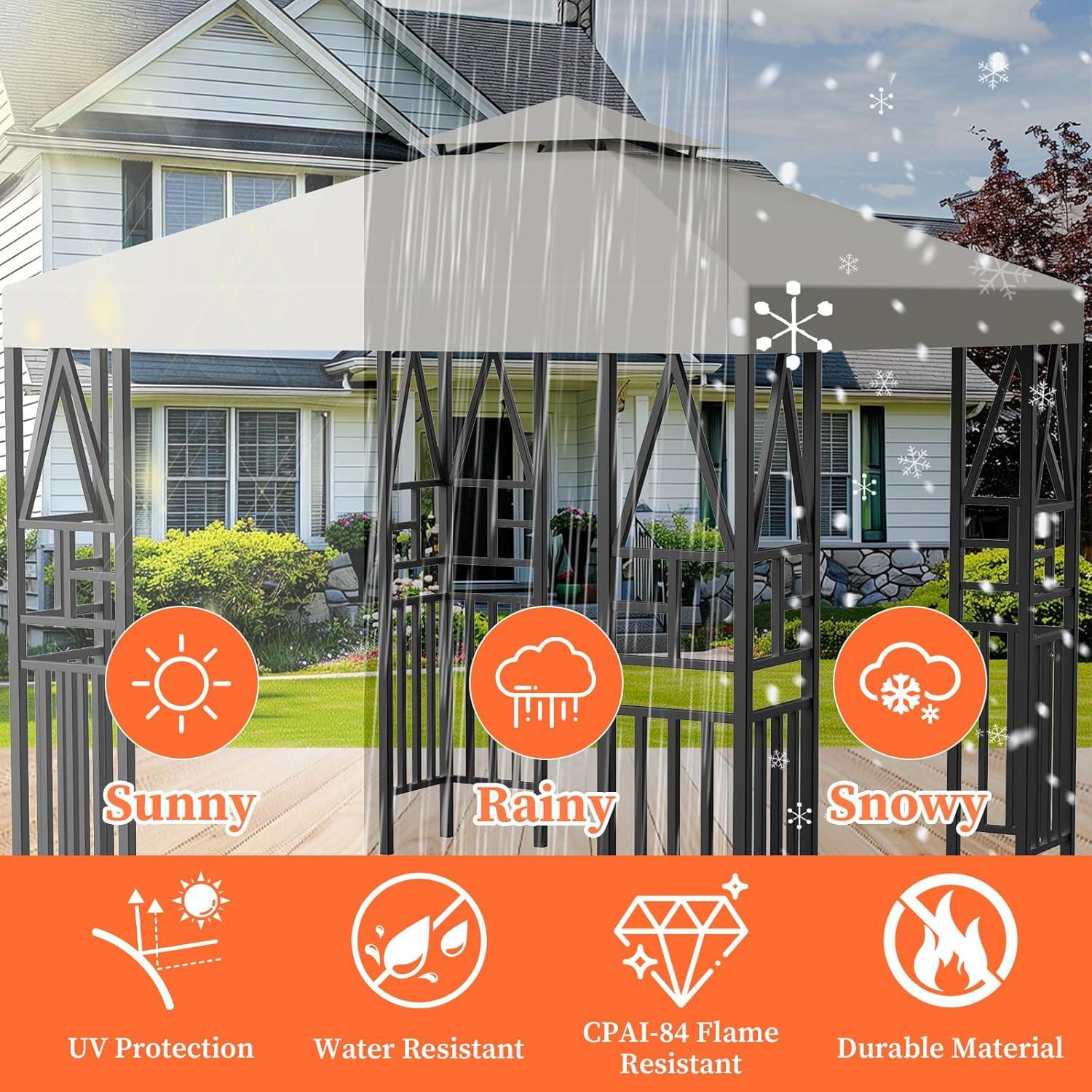 Toldo de Gazebo Cuadrado ERFEI 3.05x3.05m Beige Impermeable