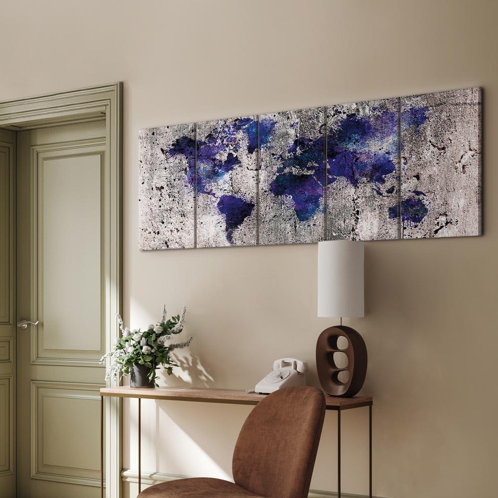 Lienzo Arte de Pared Mapa Mundial artgeist 100x40 cm 5 Piezas