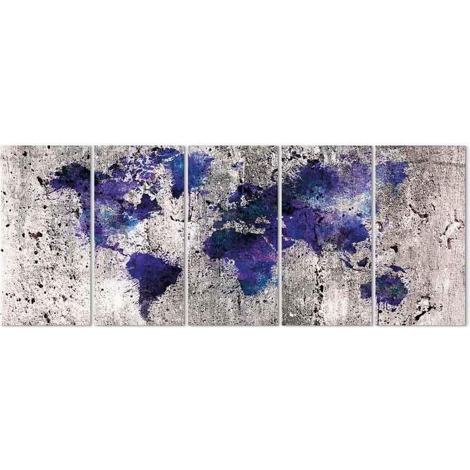 Lienzo Arte de Pared Mapa Mundial artgeist 100x40 cm 5 Piezas