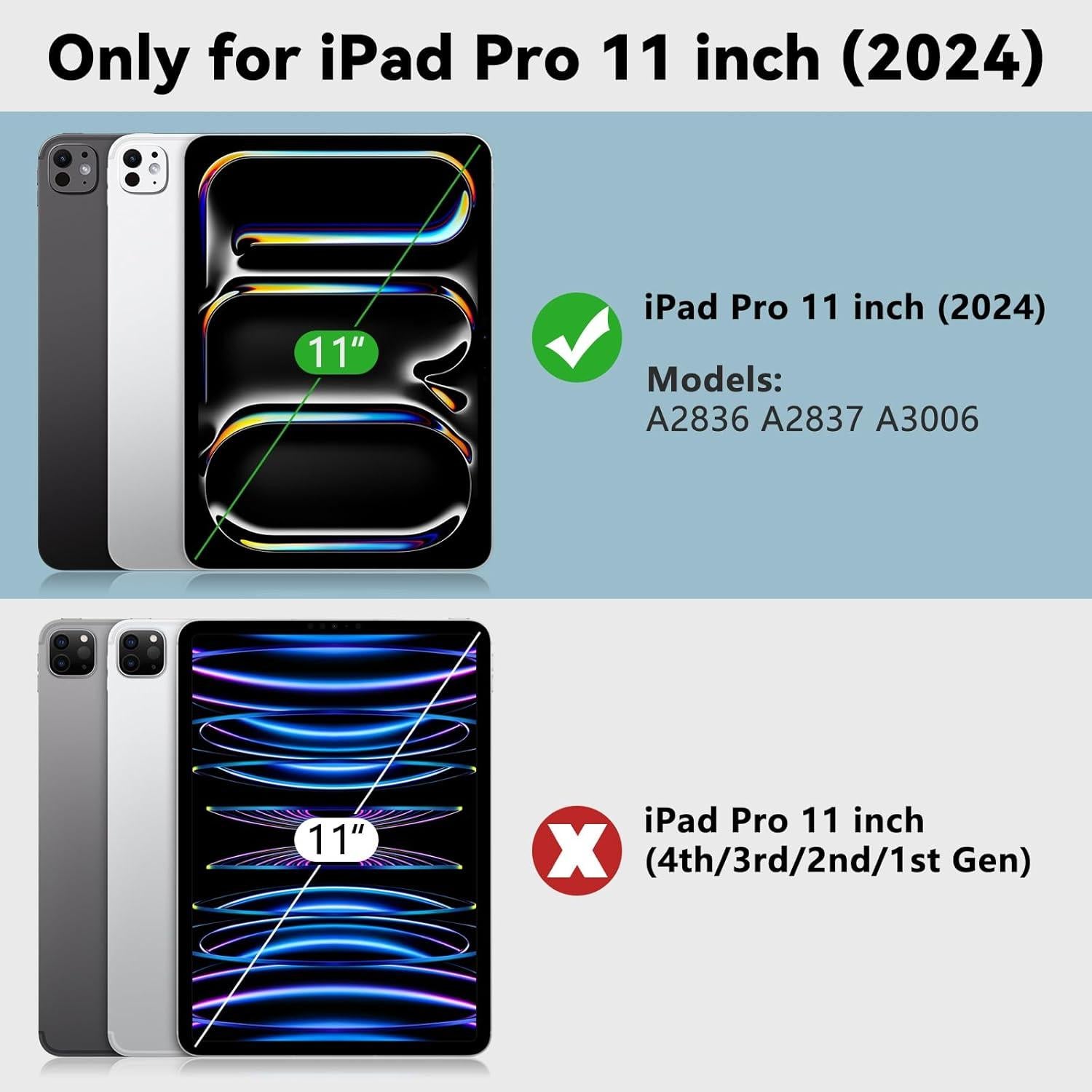 Funda de Teclado TQQ para iPad Pro 11" (M4, 2024) Negra