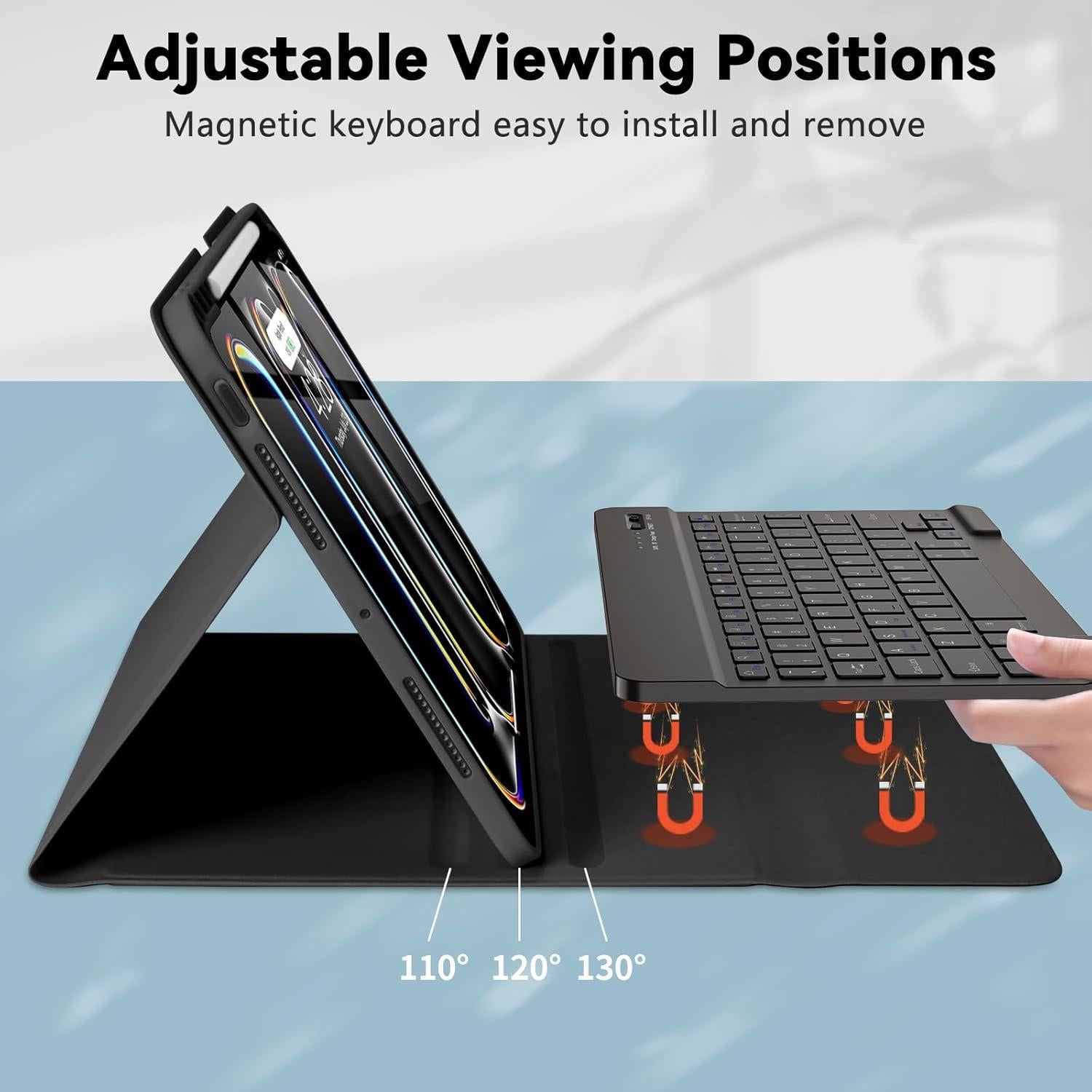 Funda de Teclado TQQ para iPad Pro 11" (M4, 2024) Negra