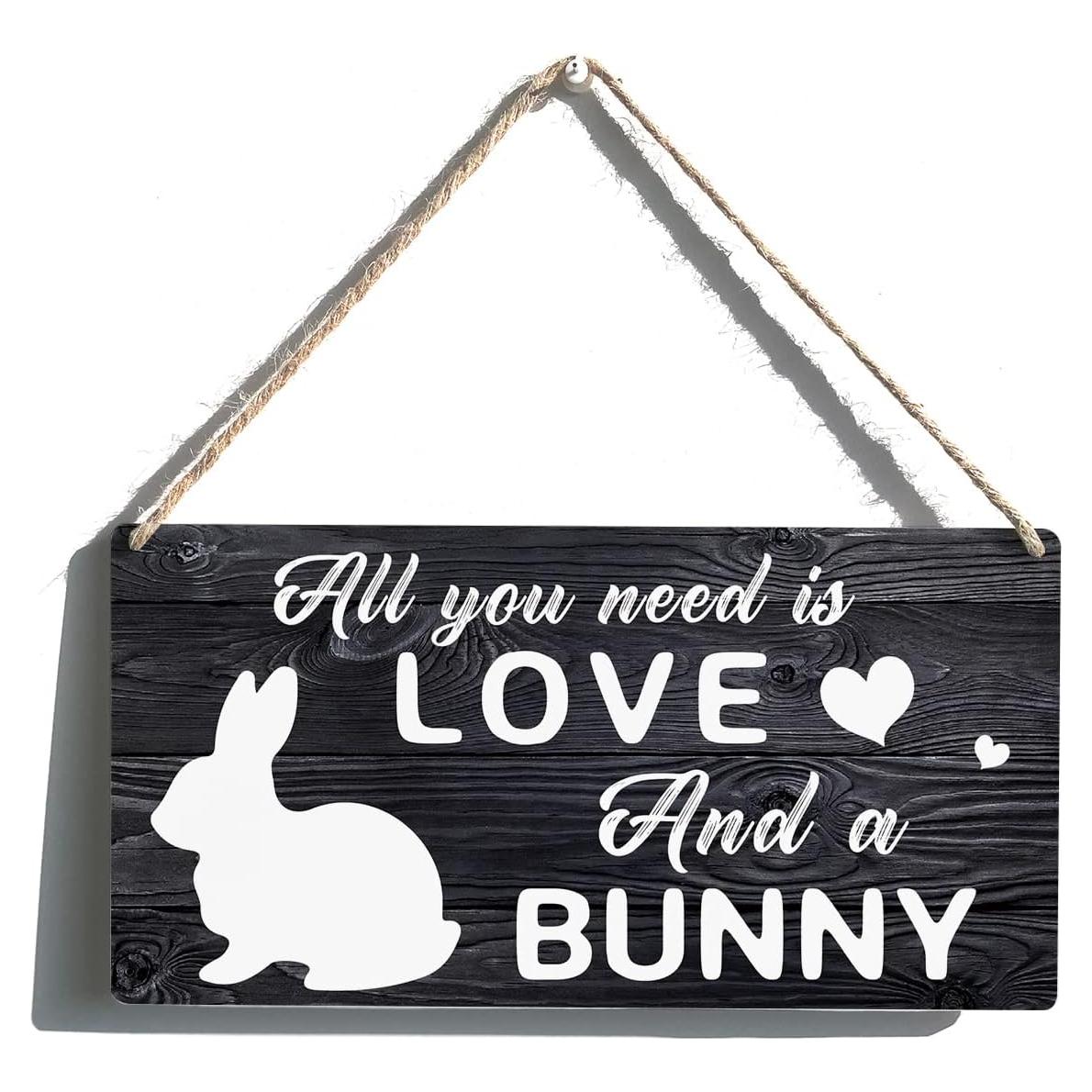 Cartel de Madera Qious Conejo 30x15 cm Decoración Pascua