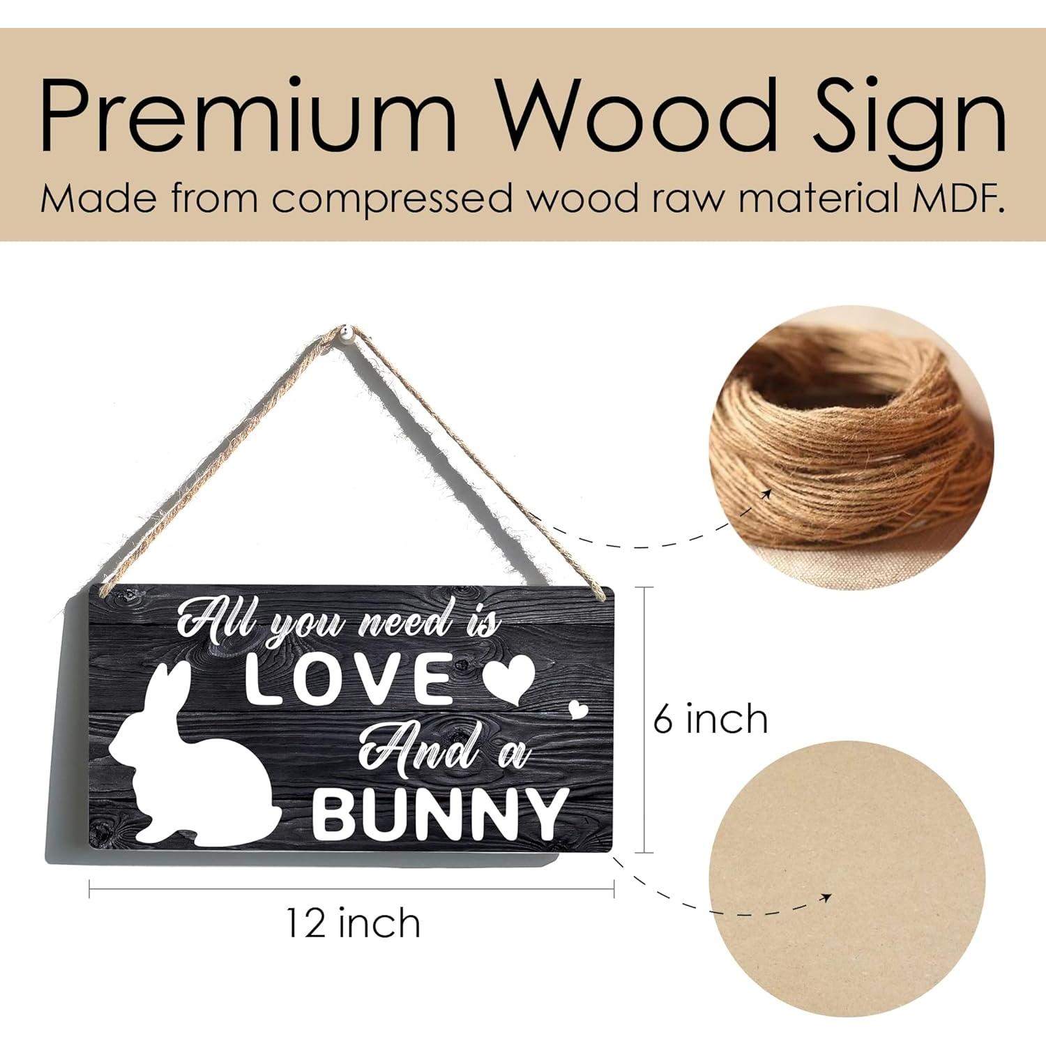 Cartel de Madera Qious Conejo 30x15 cm Decoración Pascua