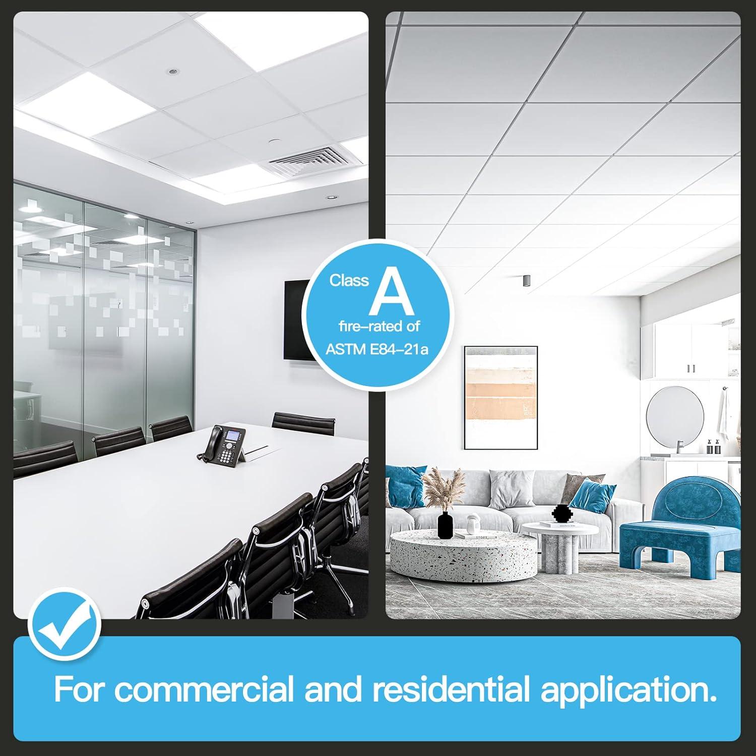 Azulejos de Techo Caído Art3d 12 Piezas 60x60 cm PVC Blanco