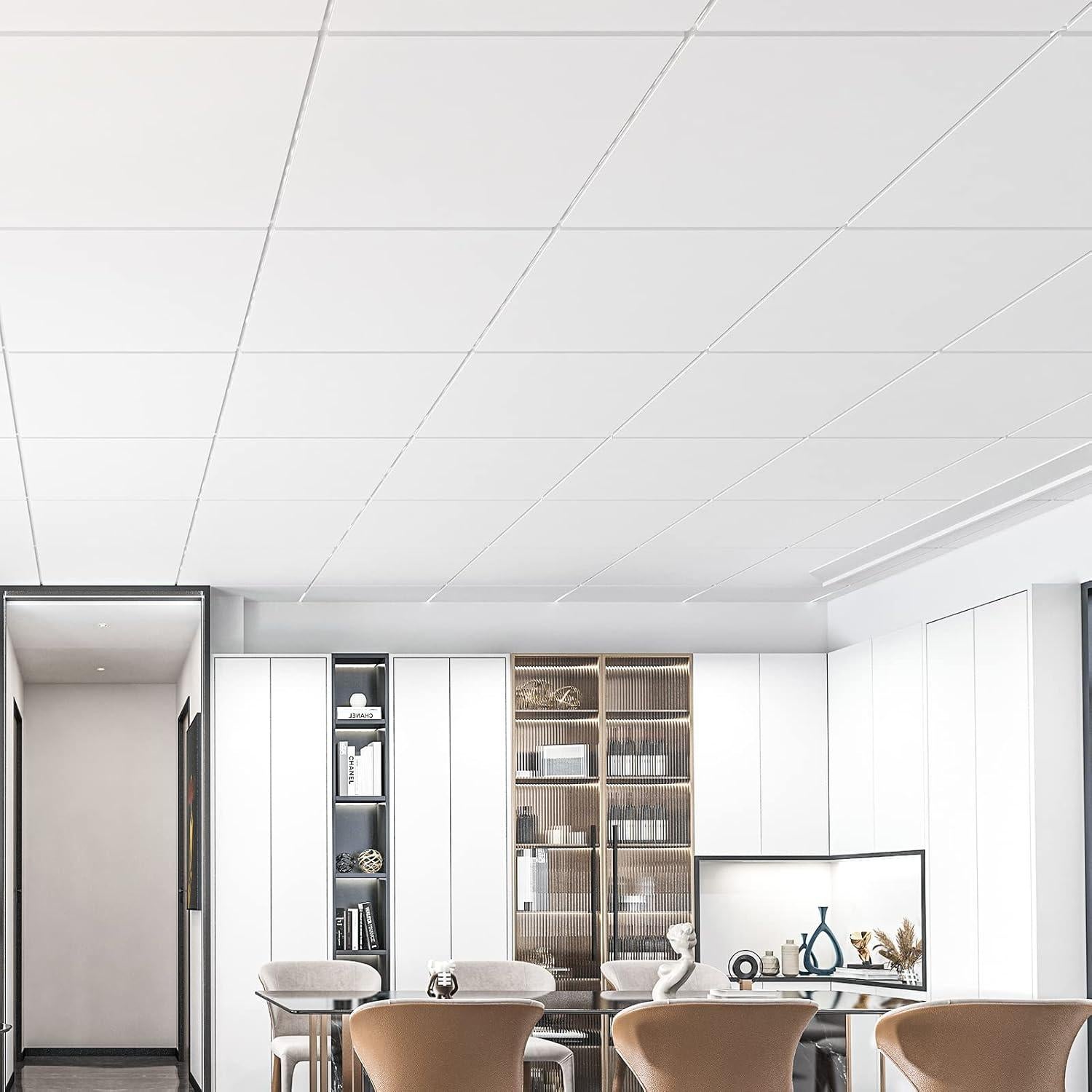 Azulejos de Techo Caído Art3d 12 Piezas 60x60 cm PVC Blanco