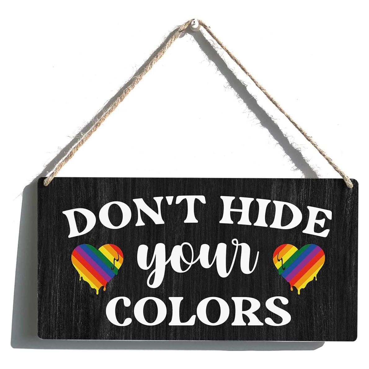 Cartel de Madera Qious No Escondas Tus Colores 30x15 cm