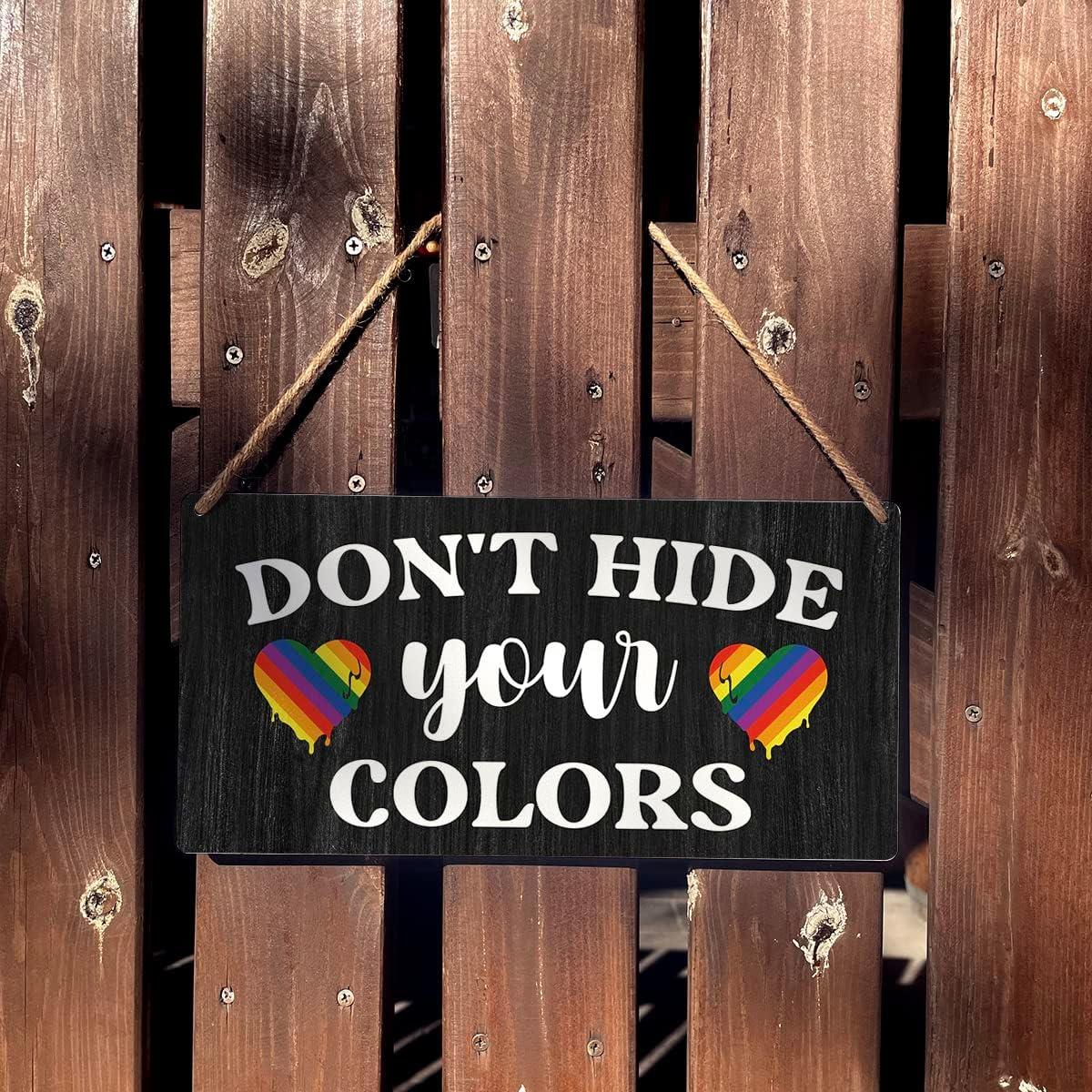 Cartel de Madera Qious No Escondas Tus Colores 30x15 cm