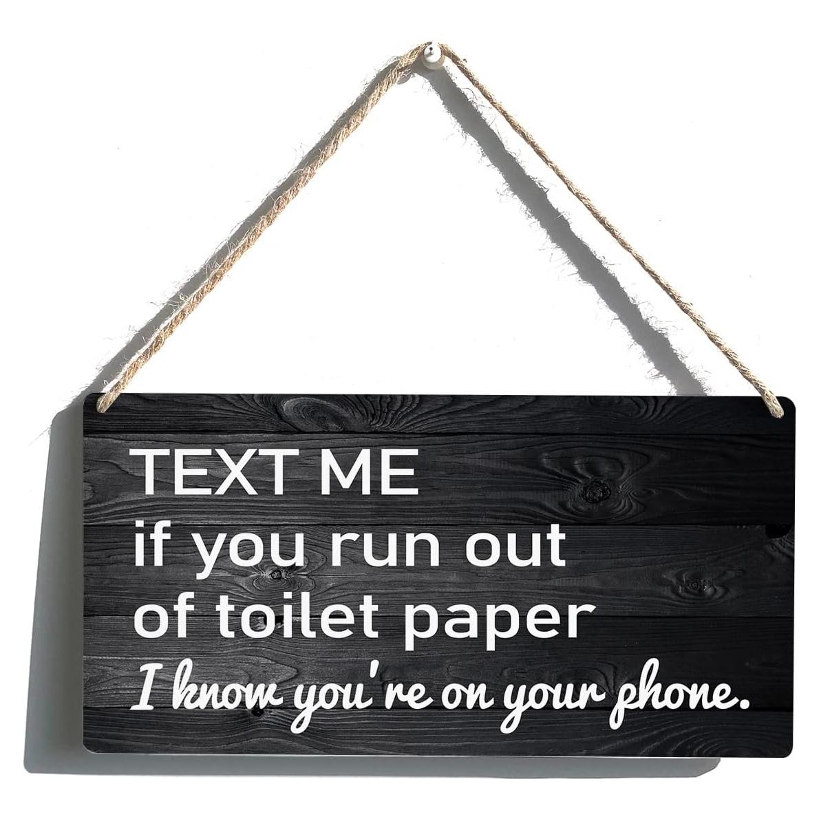 Señal de Madera Qious 15x30 cm para Baño Divertida