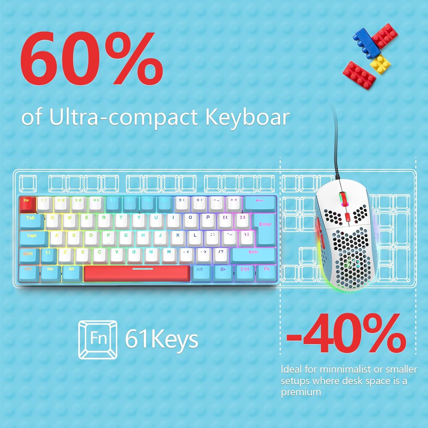 Teclado Mecánico Gaming TKL 60% LEAVEN RGB Retroiluminado