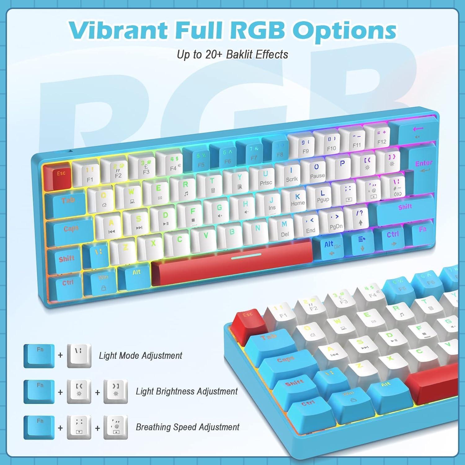 Teclado Mecánico Gaming TKL 60% LEAVEN RGB Retroiluminado