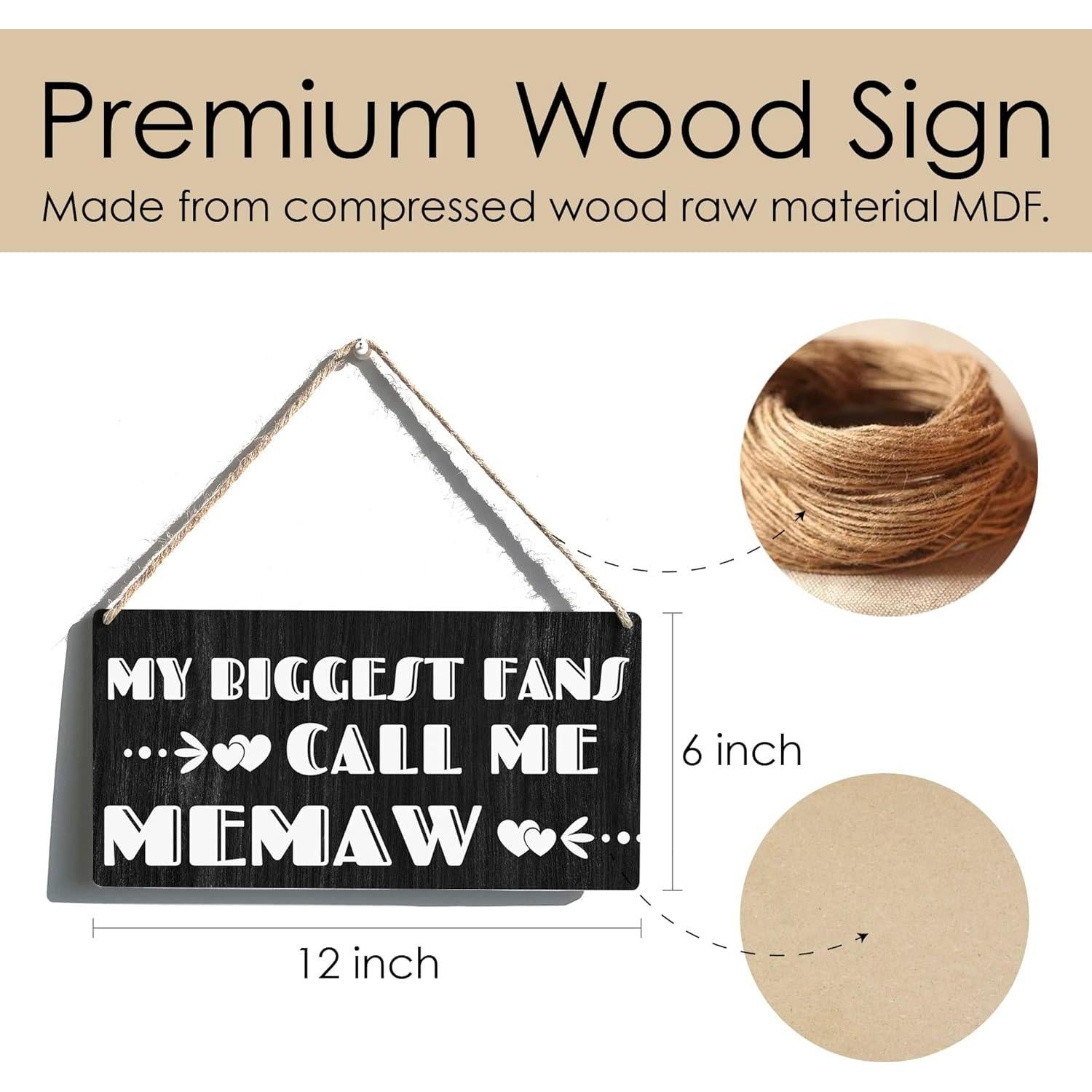 Letrero de Madera Qious Memaw 30x15 cm Decoración Rústica