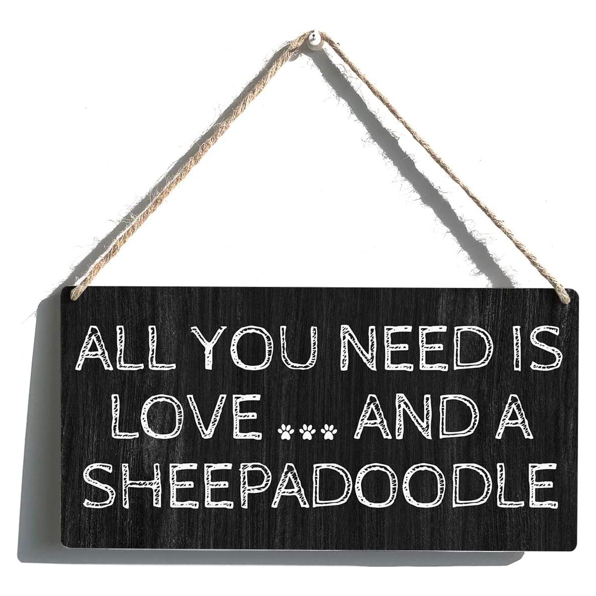 Señal de Madera Qious Mamá Sheepadoodle 30x15 cm