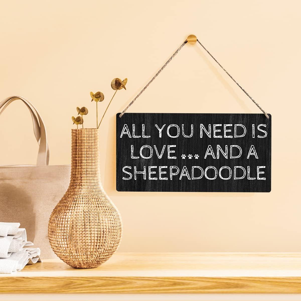 Señal de Madera Qious Mamá Sheepadoodle 30x15 cm