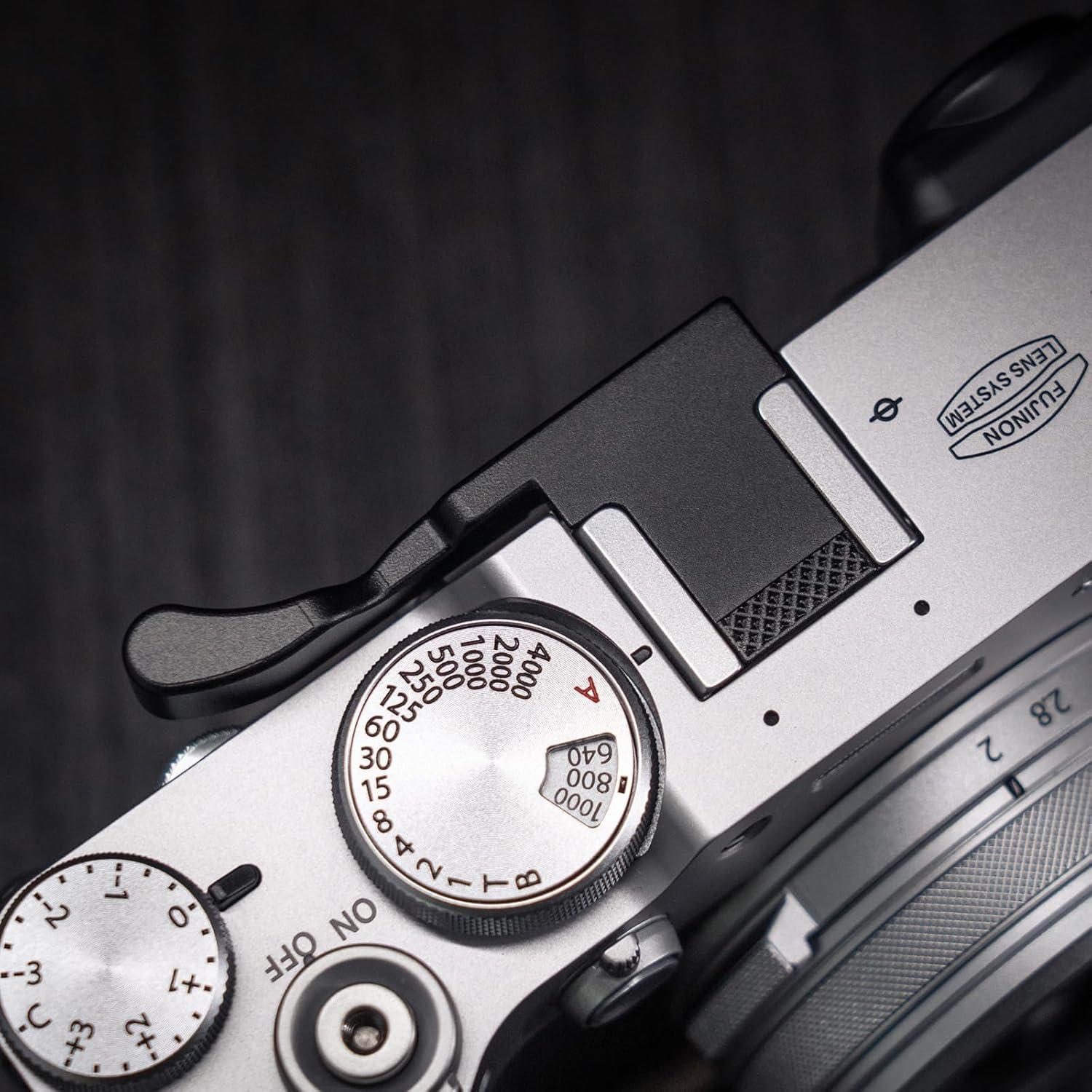 Metal Thumb Up Grip for Fujifilm Fuji X100VI Camera, Hot Shoe Thumb Rest Support Grip ，Exclusive Vintage Anti-Slip Pattern, Enhance The camera's Grip Feel (Black)