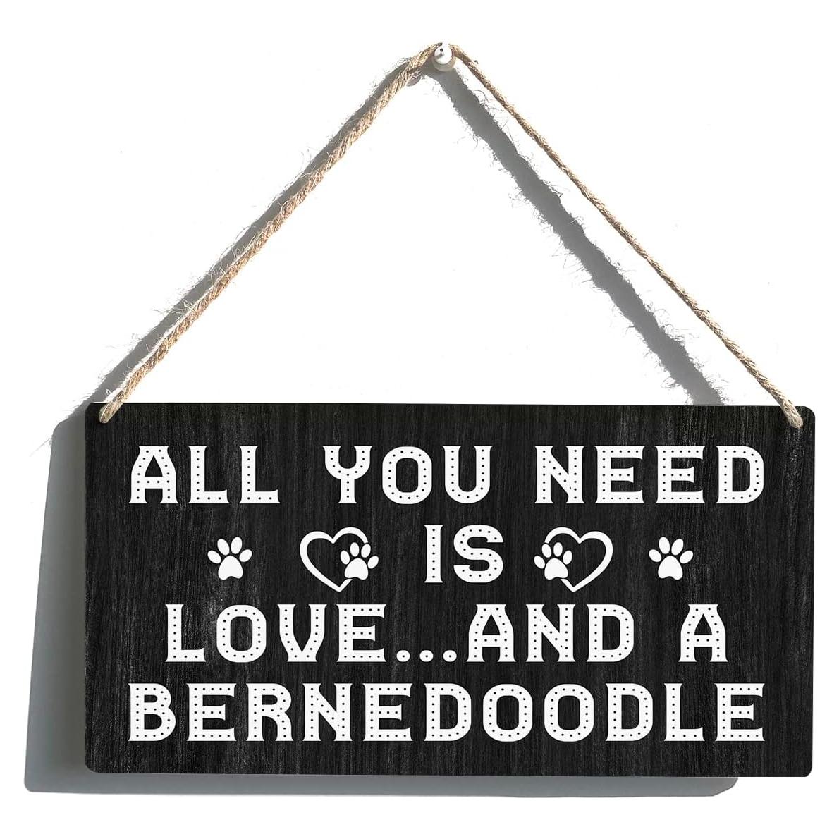 Placa Decorativa Qious Mamá Bernedoodle 15x30 cm Rústica