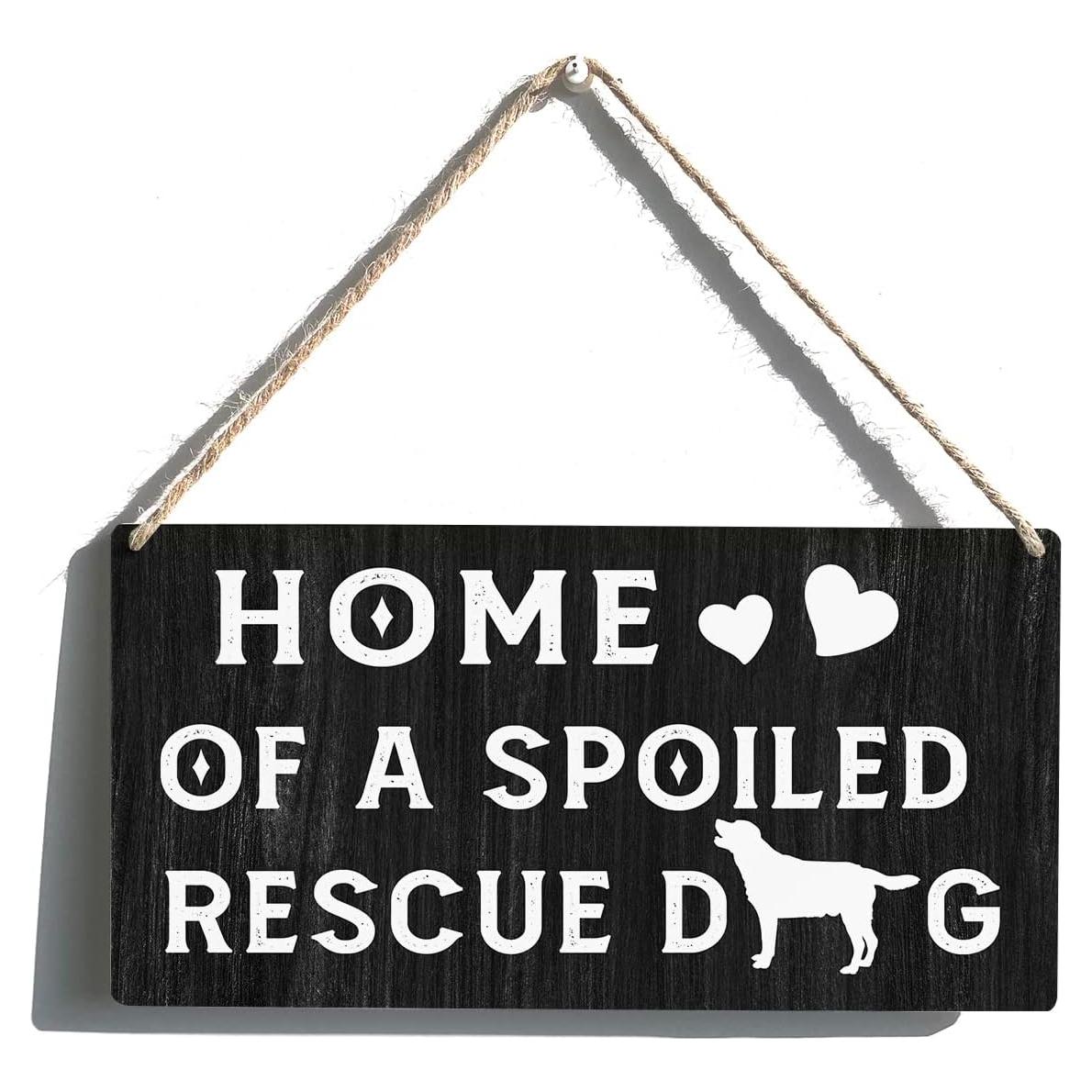 Cartel de Madera Qious Perro Rescatado 15x30 cm Decoración