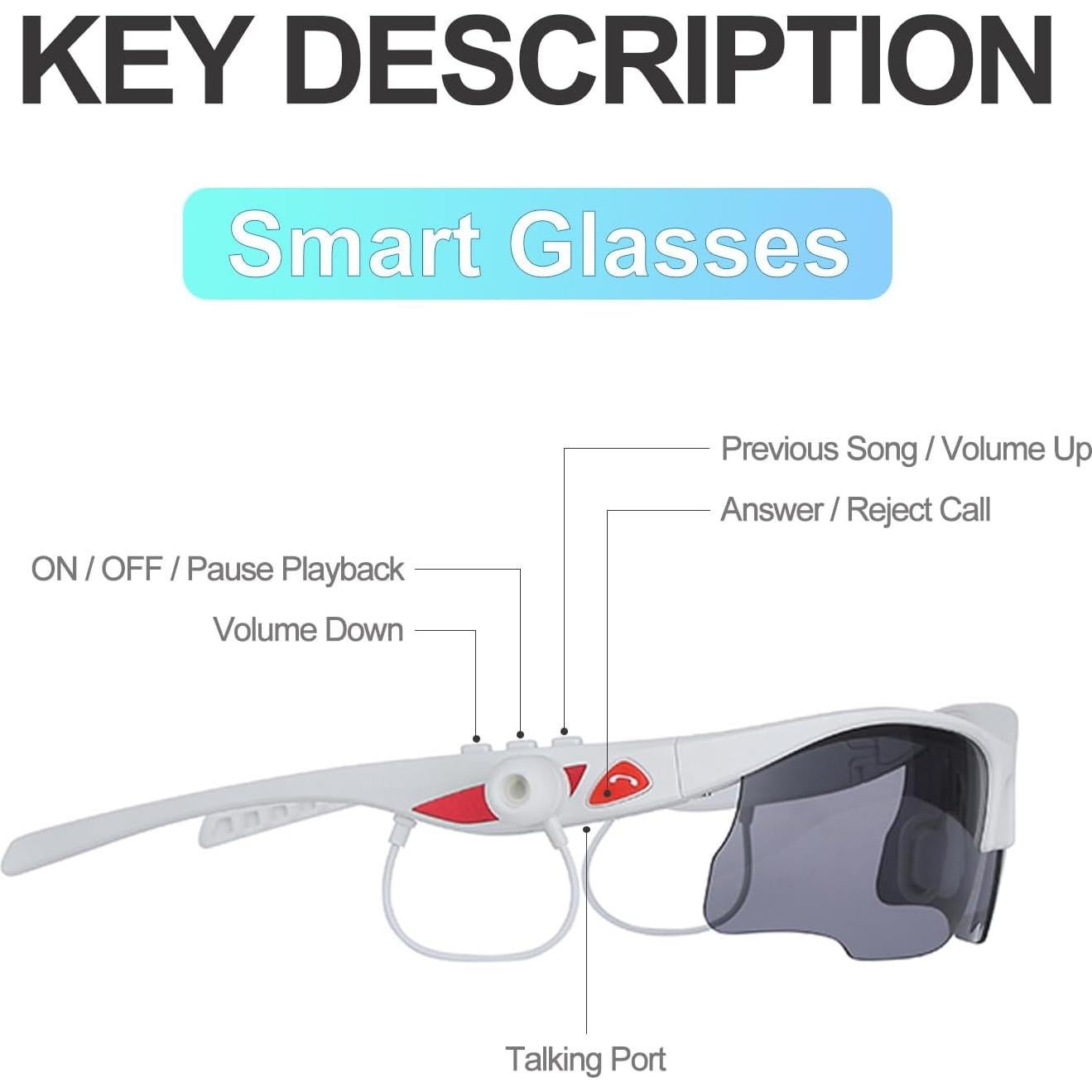 Gafas de Sol Inteligentes KevBinth con Bluetooth 5.0 y UV400