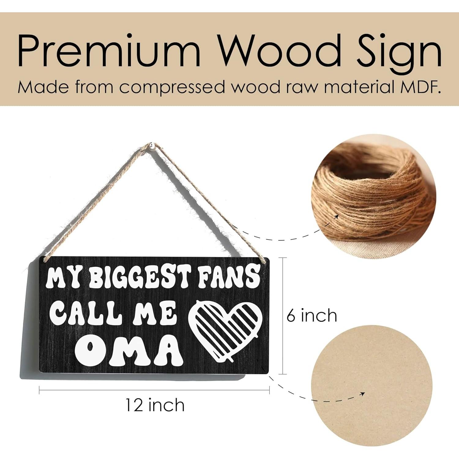 Placa Colgante de Madera Qious Oma Granja 30x15 cm