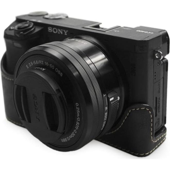 kinokoo Bottom Case for Sony A6400 A6100, Protective Cover Hand Grip, Retro Style, Black, Camera Protection, Photography