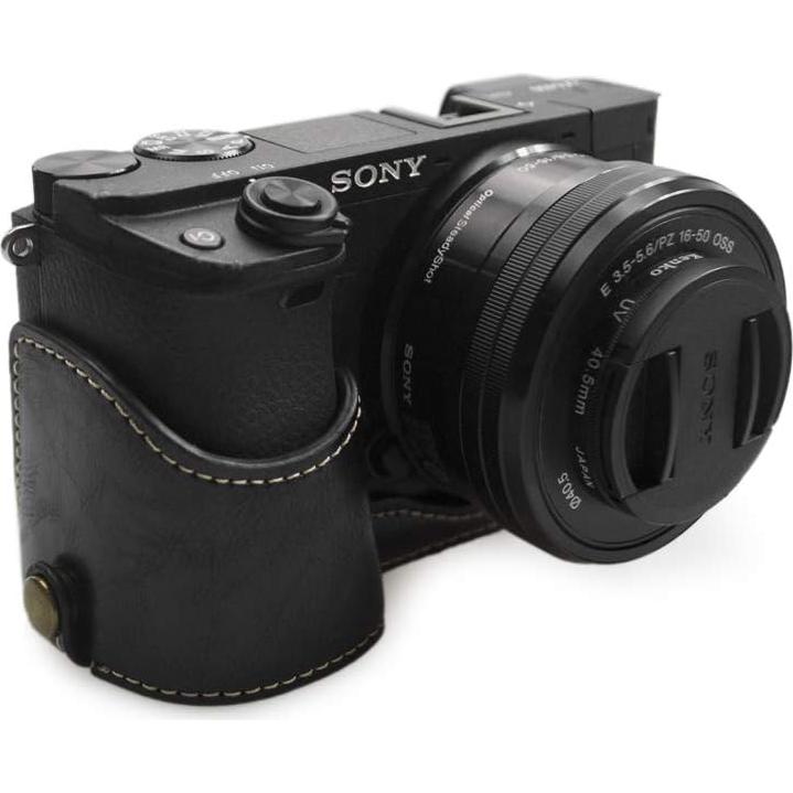 kinokoo Bottom Case for Sony A6400 A6100, Protective Cover Hand Grip, Retro Style, Black, Camera Protection, Photography