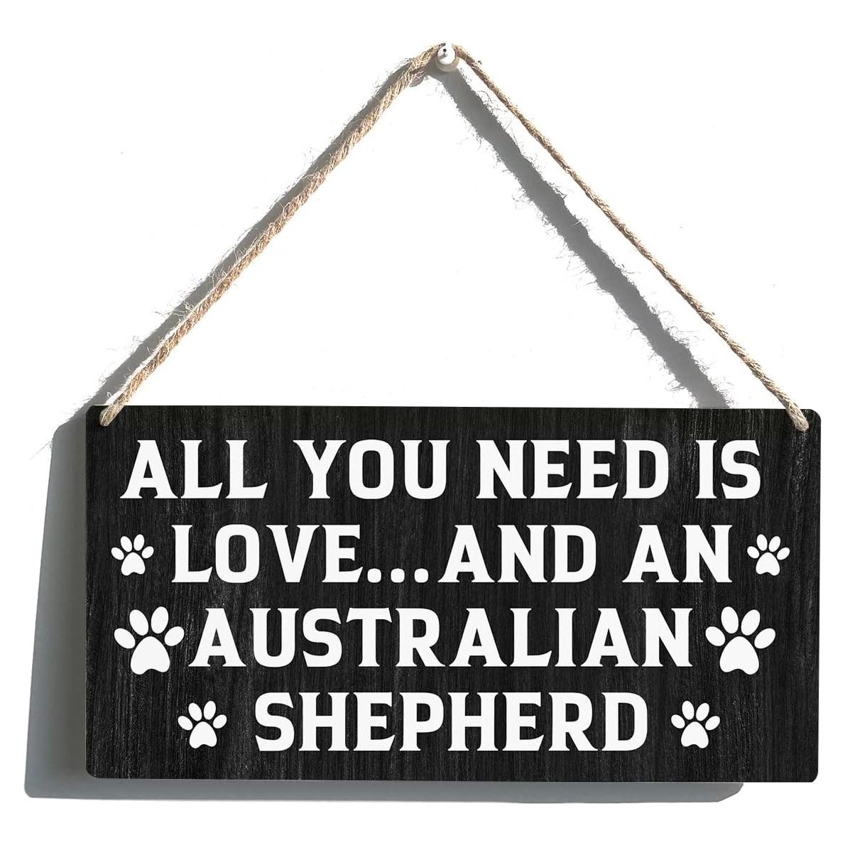 Placa Decorativa Qious Mamá Pastor Australiano 15x30 cm