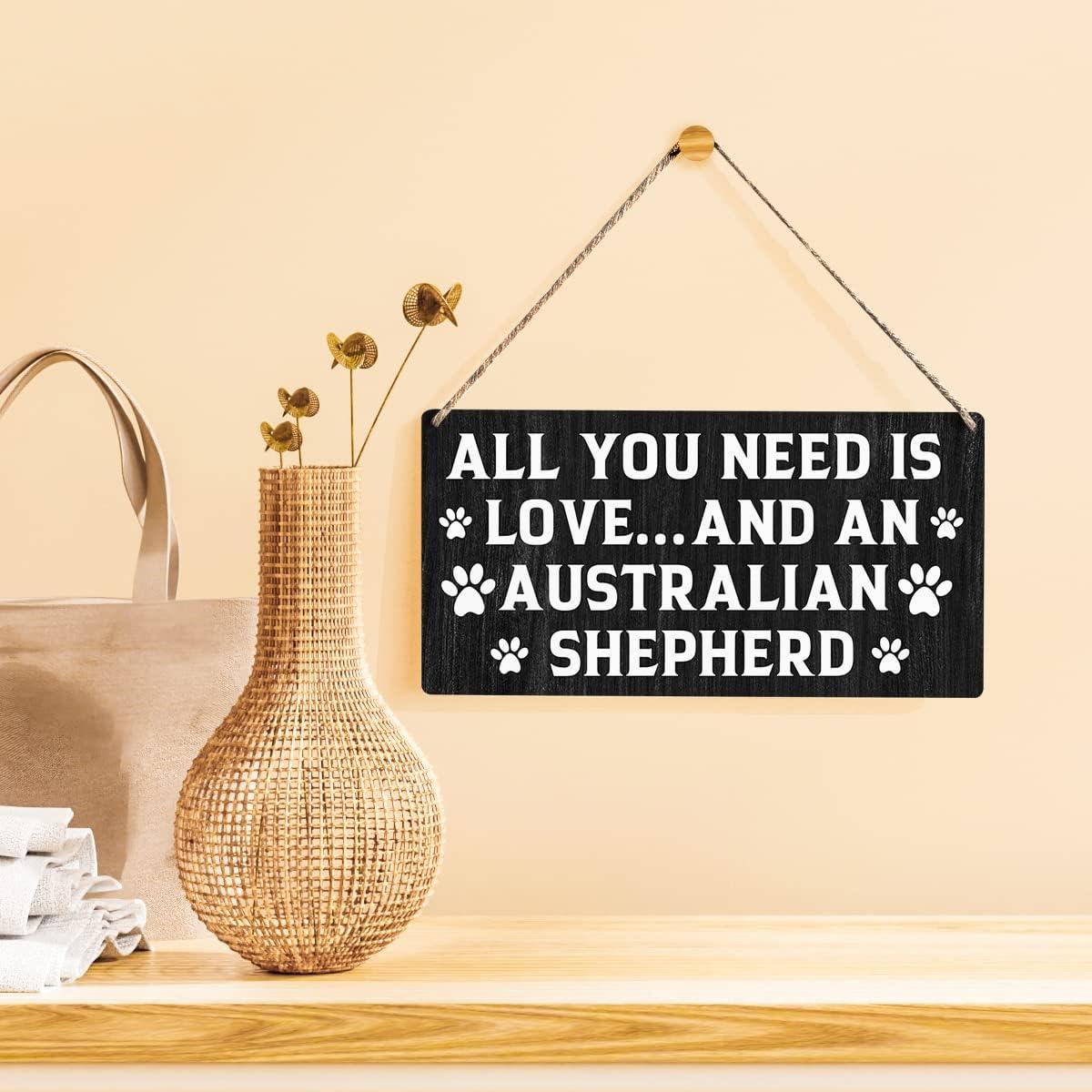 Placa Decorativa Qious Mamá Pastor Australiano 15x30 cm