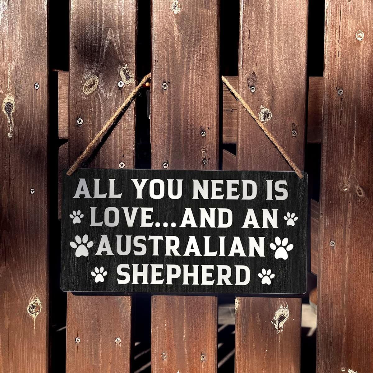 Placa Decorativa Qious Mamá Pastor Australiano 15x30 cm