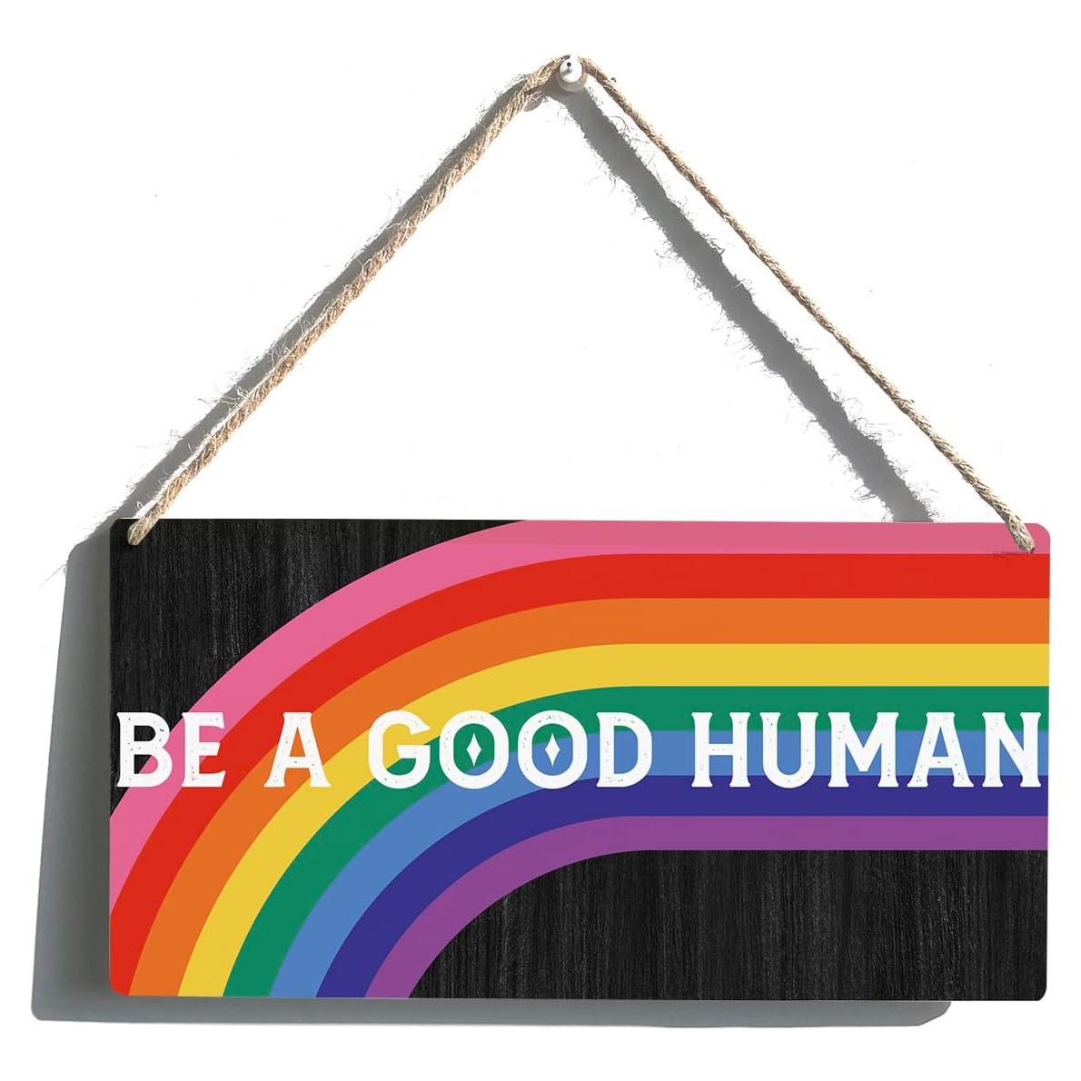 Cartel de Madera Qious Sé un Buen Humano 30x15 cm