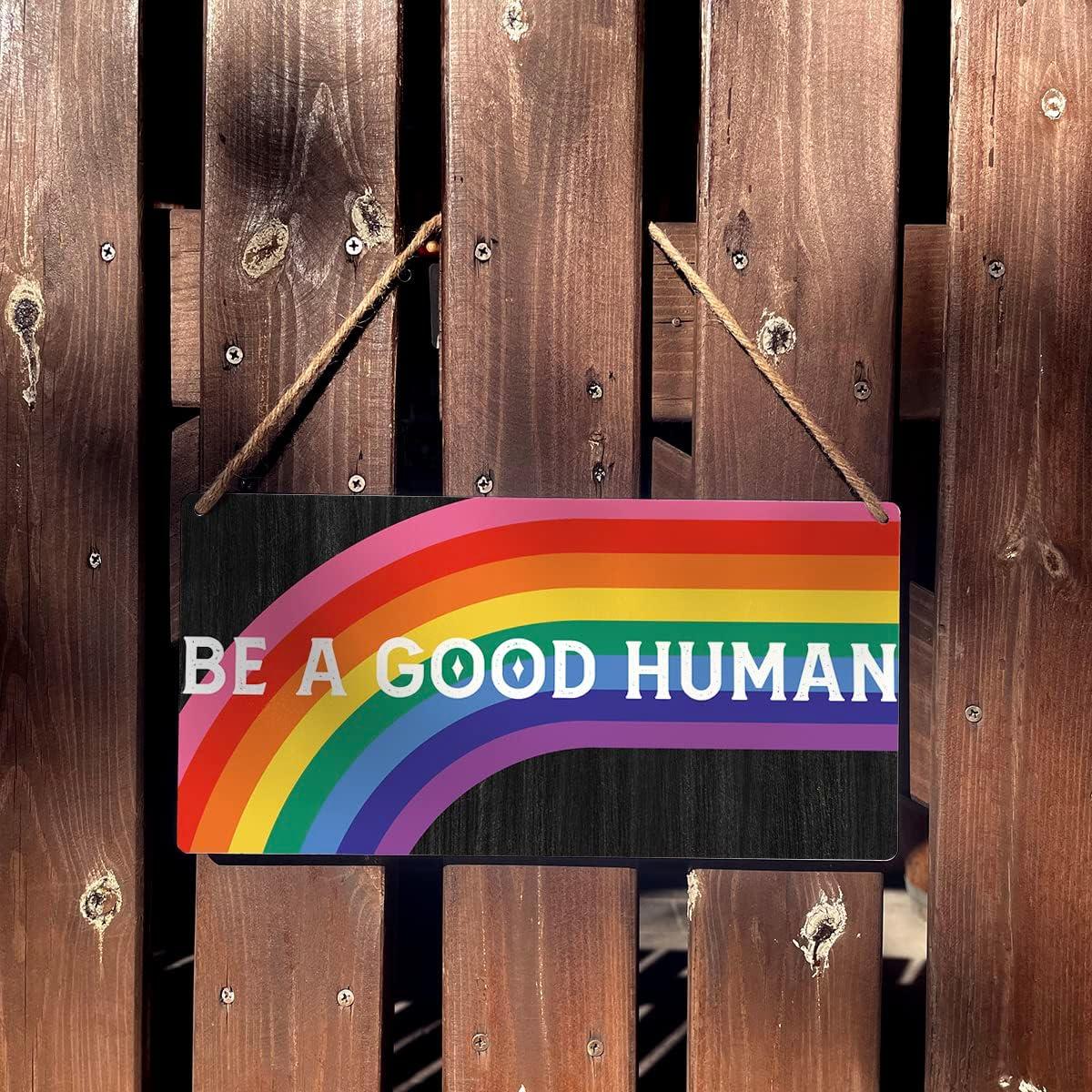 Cartel de Madera Qious Sé un Buen Humano 30x15 cm