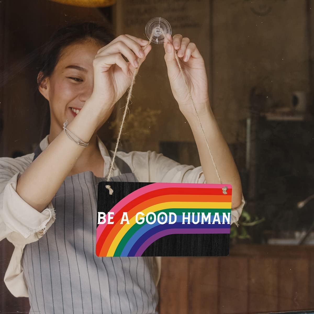 Cartel de Madera Qious Sé un Buen Humano 30x15 cm