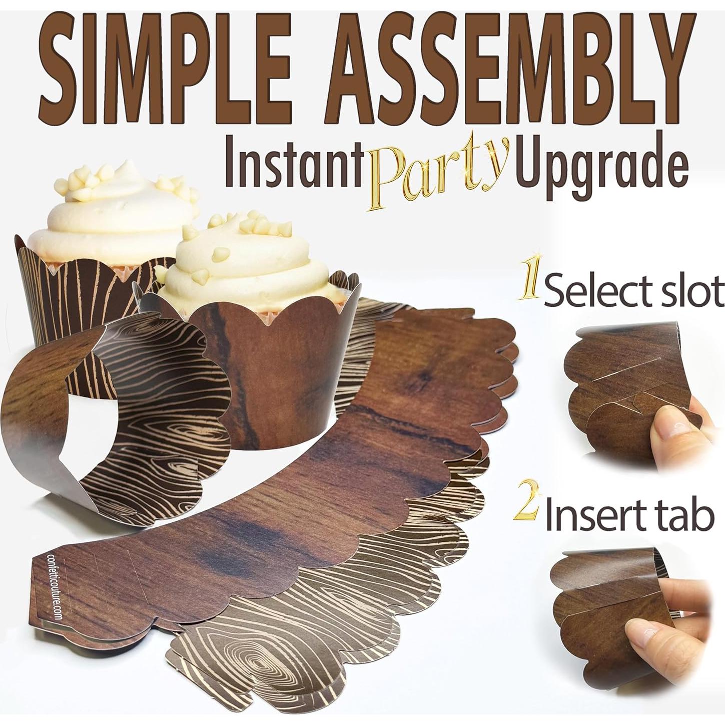 Fundas para Cupcakes Confetti Couture - Grano de Madera 24 Pzas