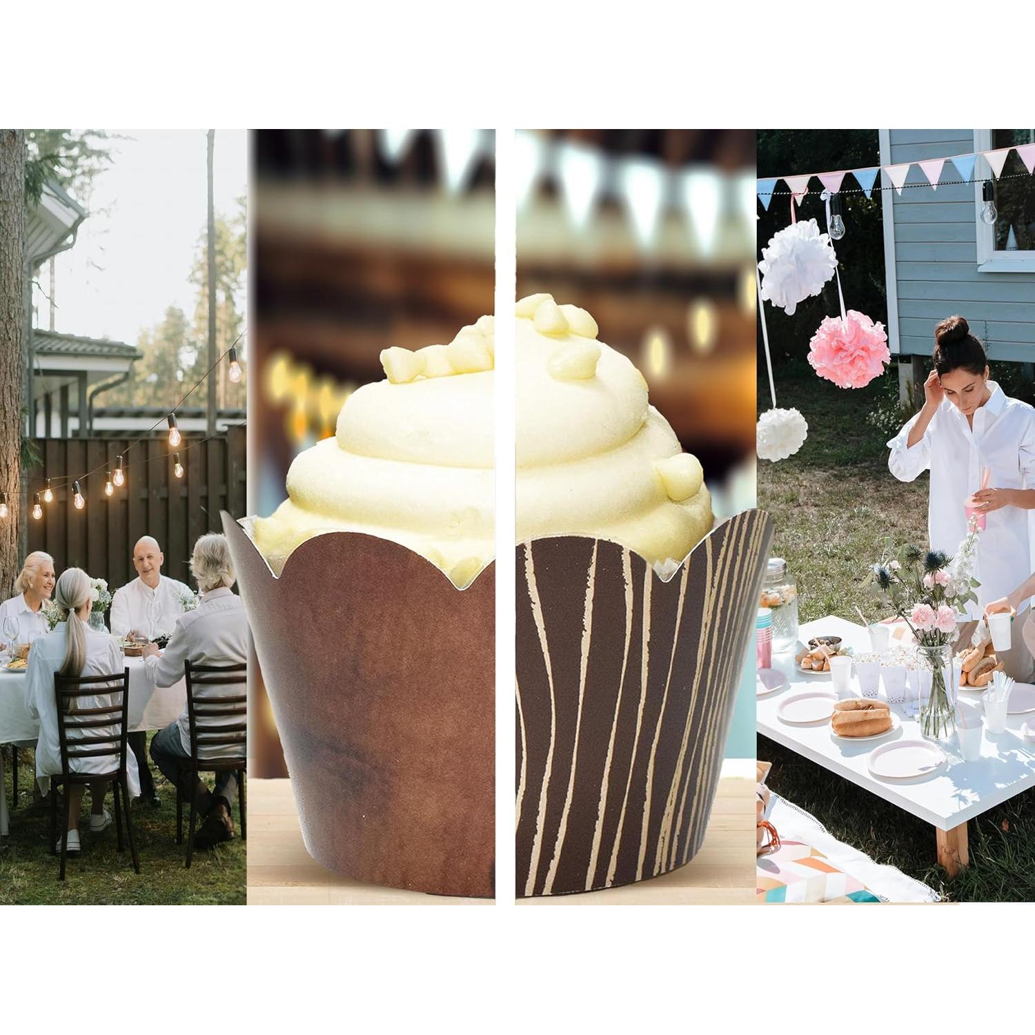 Fundas para Cupcakes Confetti Couture - Grano de Madera 24 Pzas