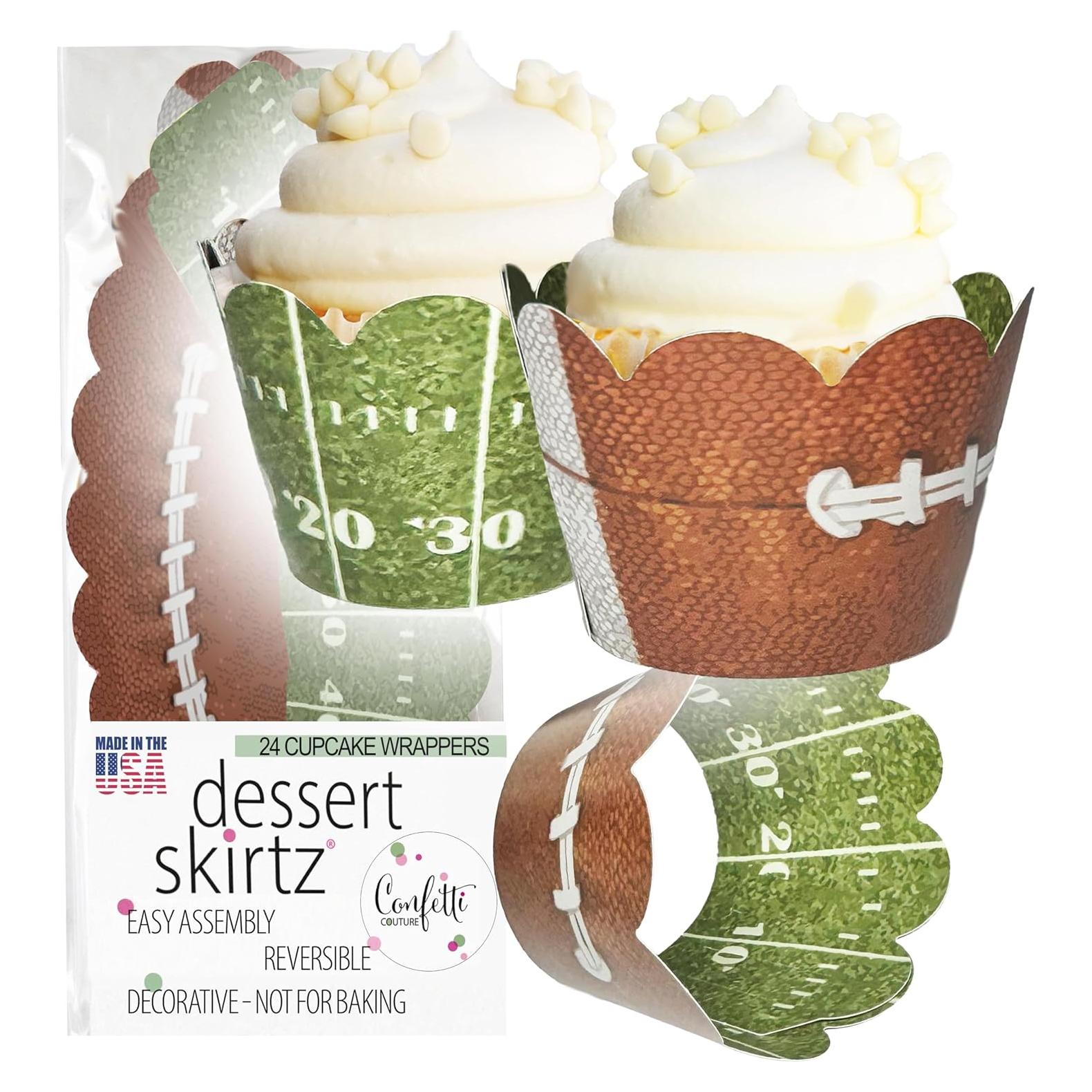 Fundas para Cupcakes Confetti Couture - Fútbol Verde y Marrón