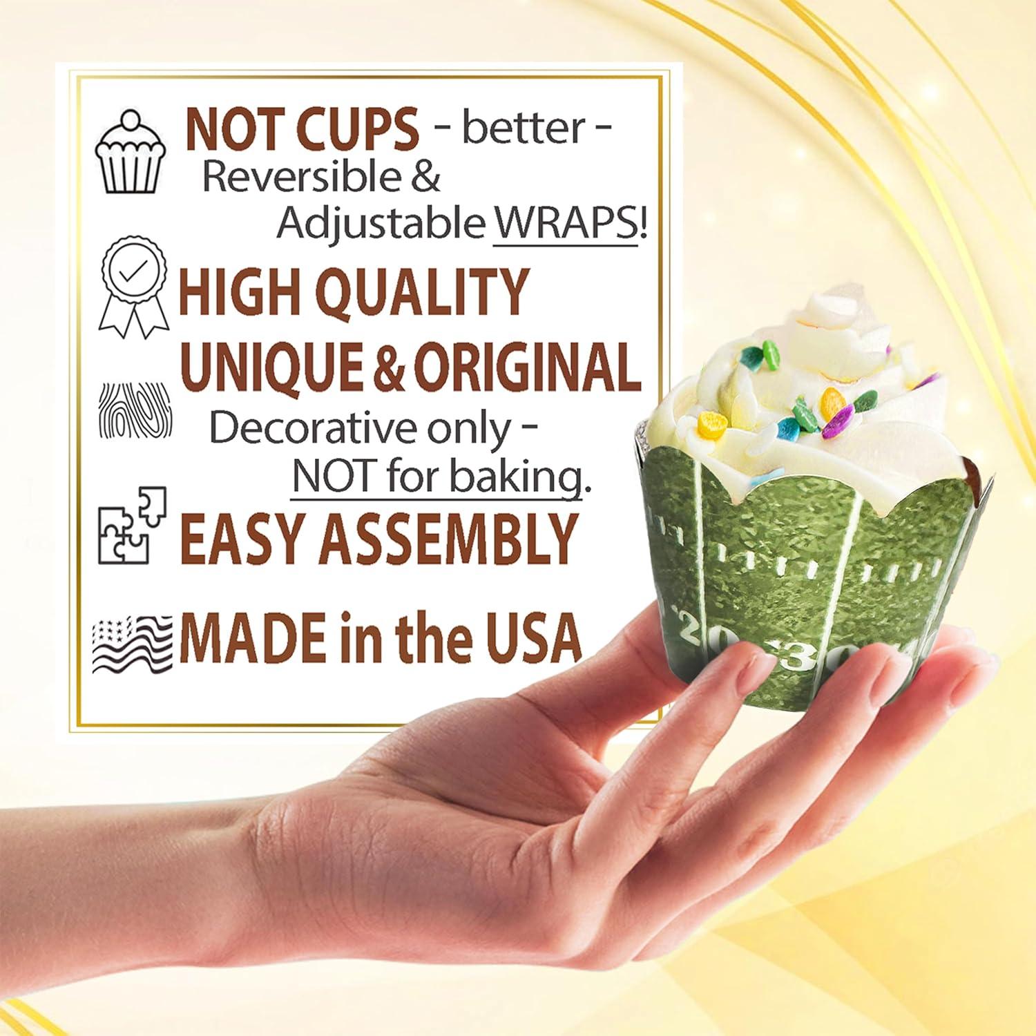 Fundas para Cupcakes Confetti Couture - Fútbol Verde y Marrón