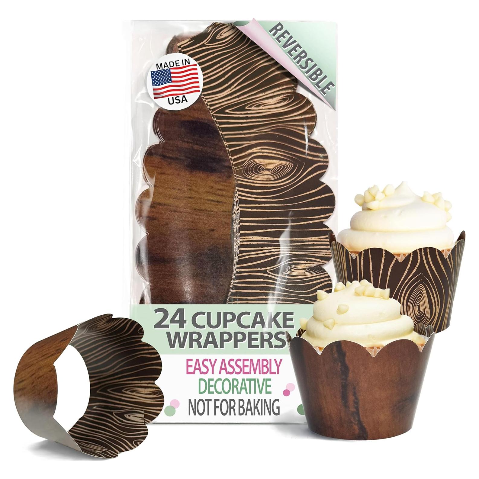 Fundas para Cupcake Confetti Couture - Grano de Madera 24 Pzas