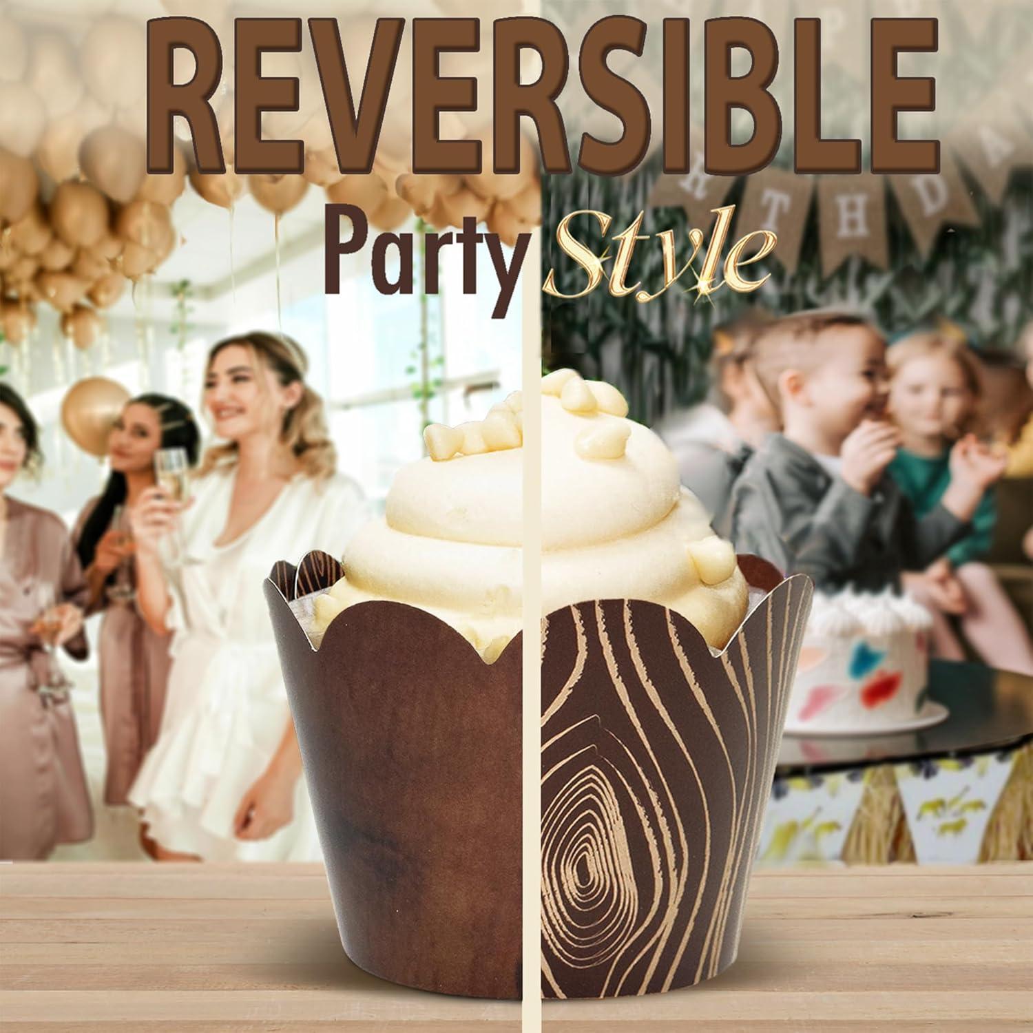 Fundas para Cupcake Confetti Couture - Grano de Madera 24 Pzas