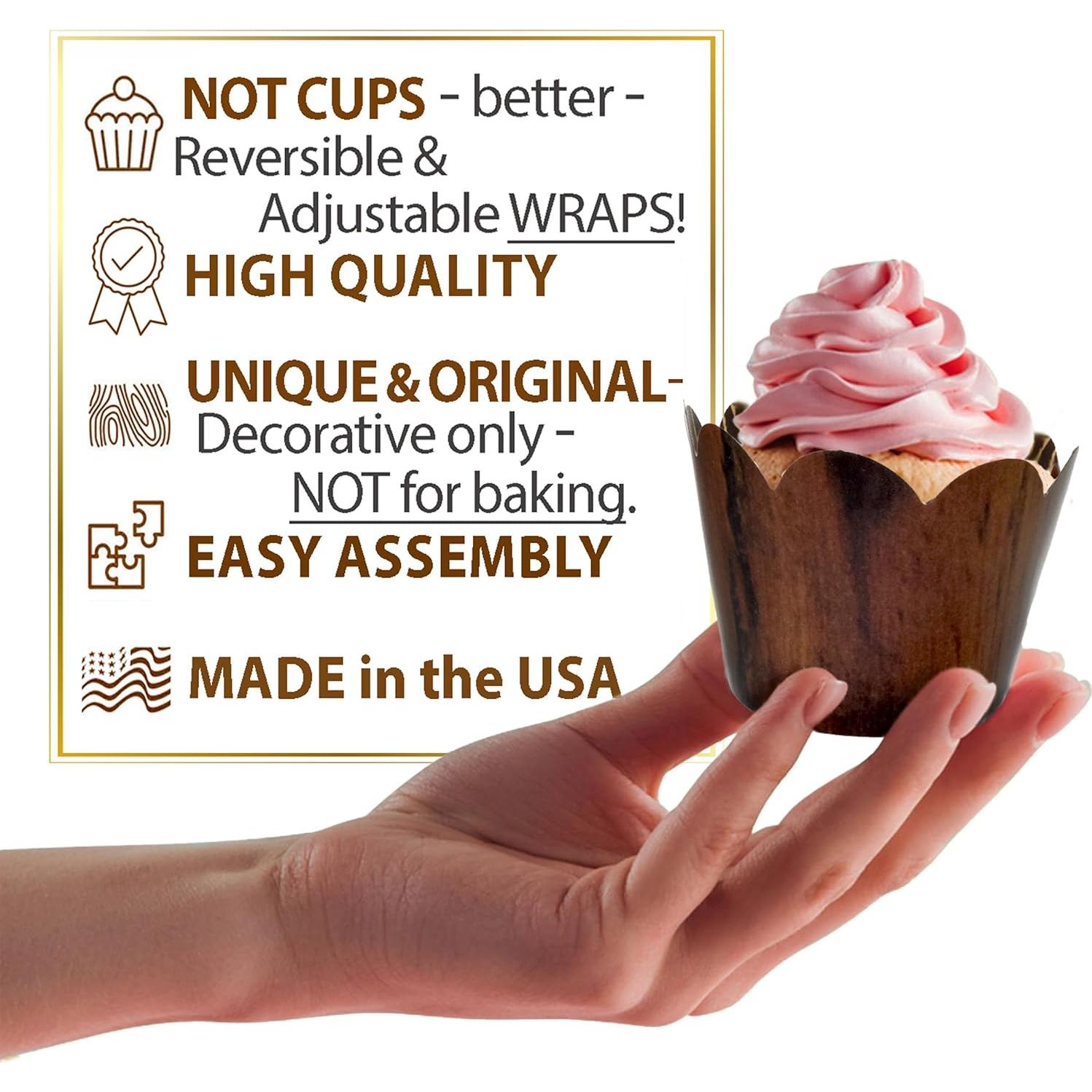 Fundas para Cupcake Confetti Couture - Grano de Madera 24 Pzas