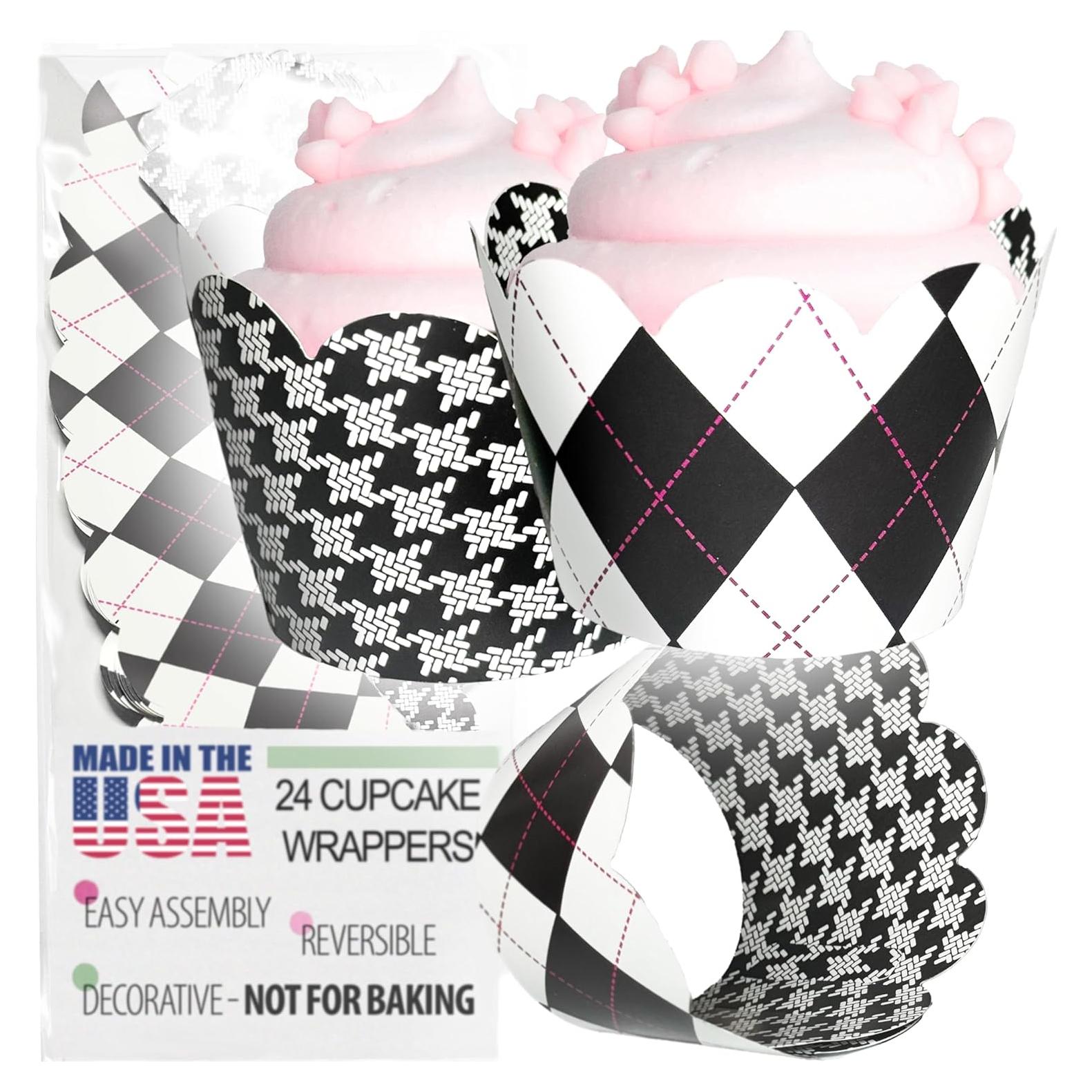 Fundas para Cupcake Confetti Couture 24 Piezas Blanco y Negro